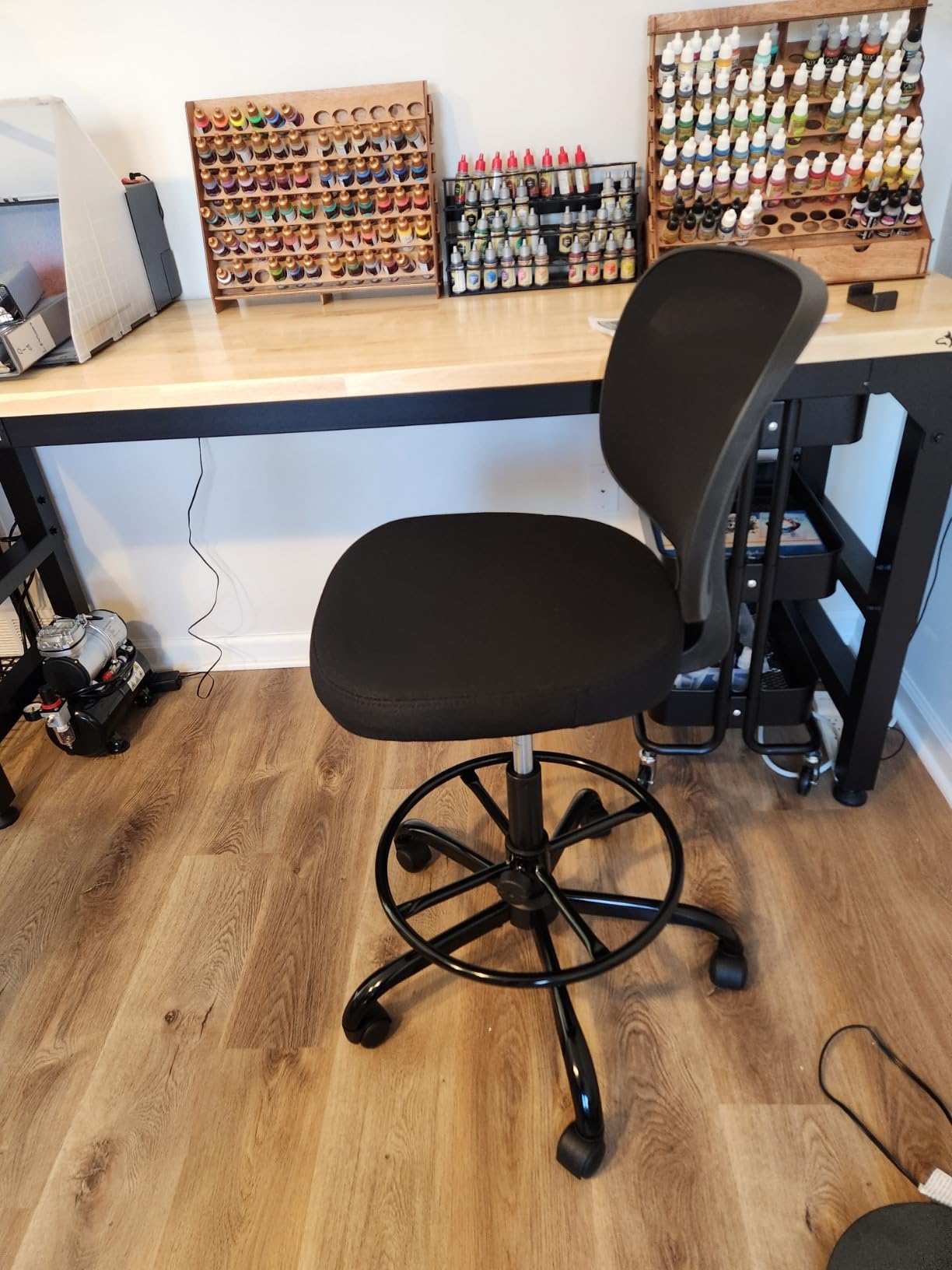 Primy Tall Drafting Desk Chair - Armless, Adjustable Height, Mesh Back, Rolling, Standing Desk Chair for Art Room, Office or Home (Black) customer photo 2