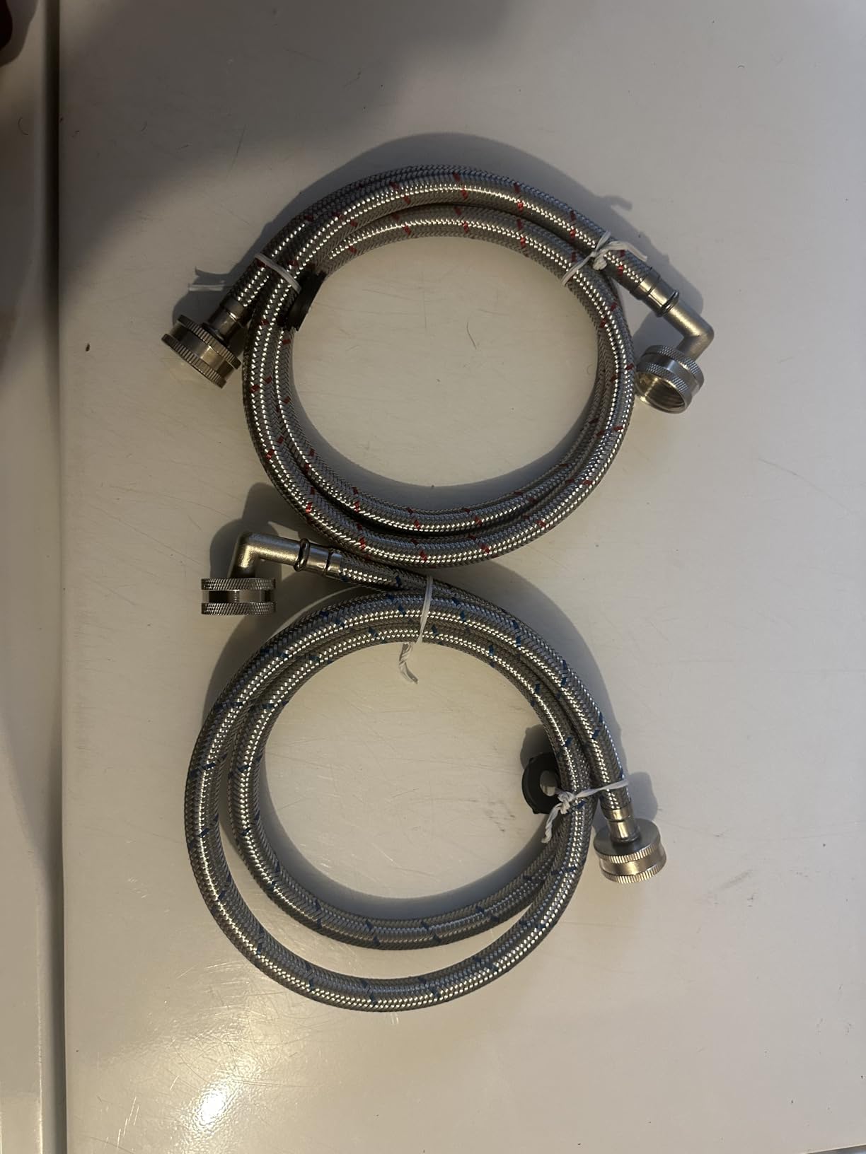 【UPGRADED】4FT Stainless Steel Washer Hoses with 90 Degree Elbows by Beaquicy - 2 Pack No-Lead Burst Proof Hot & Cold Water Connection Inlet Washer Supply Lines customer photo 1