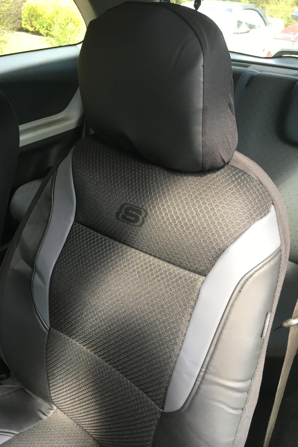 Skechers Memory Foam Seat Covers, Air Cool Mesh Thick Car Seat Covers, Car Seat Covers Front Seats Airbag Compatible, Universal Automotive Comfort for Most Cars, Vans, Trucks, SUV,Black customer photo 1