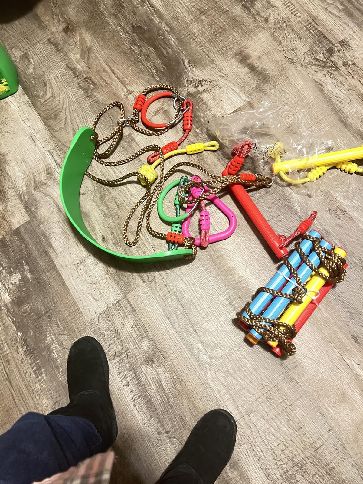 Ninja Warrior Obstacle Course for Kids Outside-Ninja Slackline 52ft with 11 Durable Obstacles-Climbing Net,Wheel, Warrior Gymnastics & Monkey Bars,Slack Lines for Backyard for Kids. customer photo 2