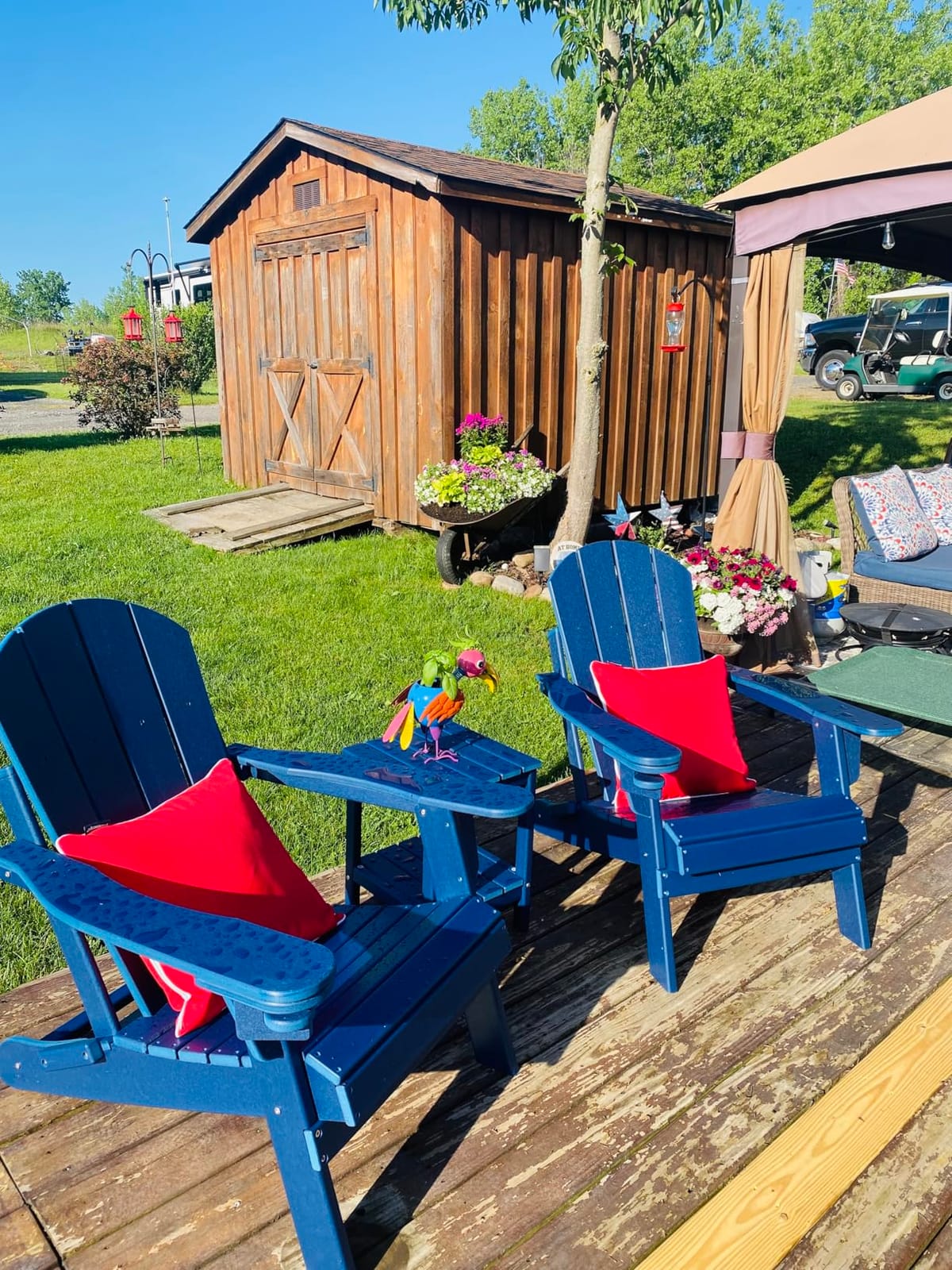 GREENVINES Folding-Adirondack-Chairs Set of 2, HDPE All Weather, Blue customer photo 1