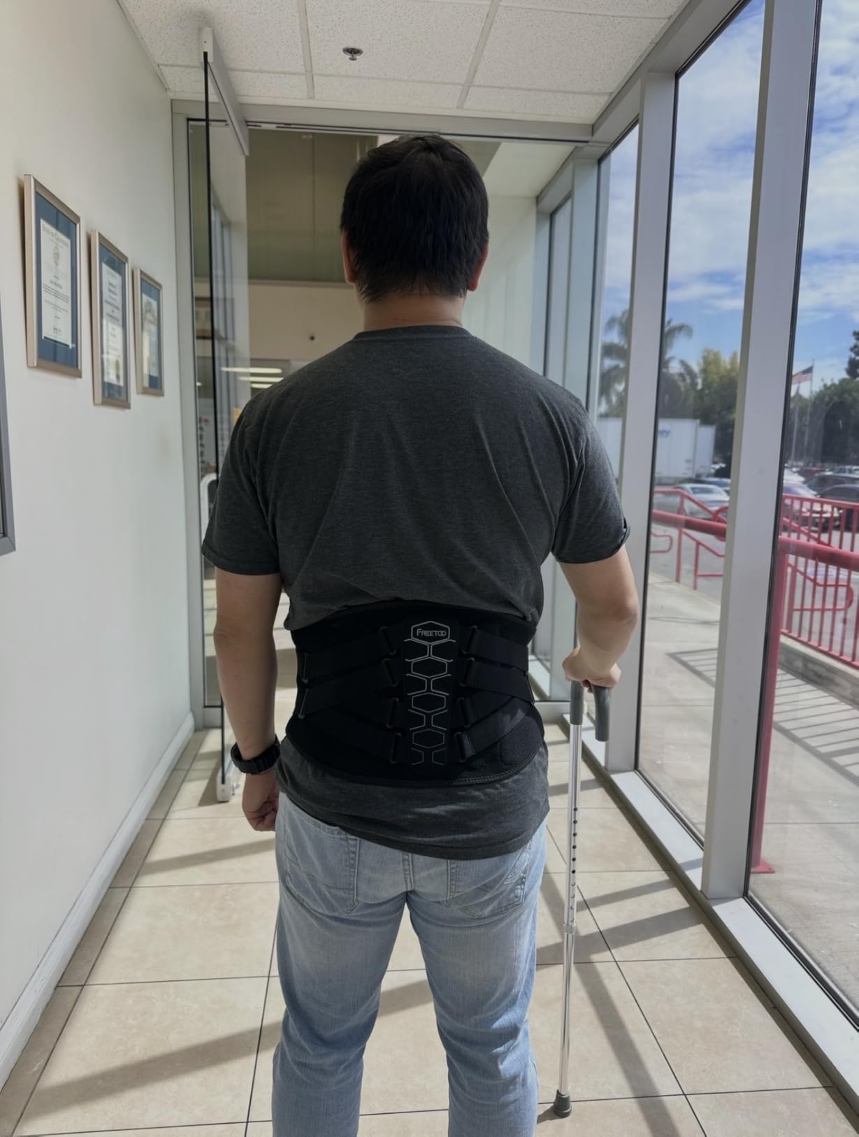 FREETOO Back Brace For Lower Back Pain Relief, Back Support Brace Men Women | 3D Knitted Fabric,Metal Plate,Lumbar Pad, Herniated Disc,Sciatica,Strain,Scoliosis, Work,Heavy Lifting,Driving,Cycling,Gym customer photo 2