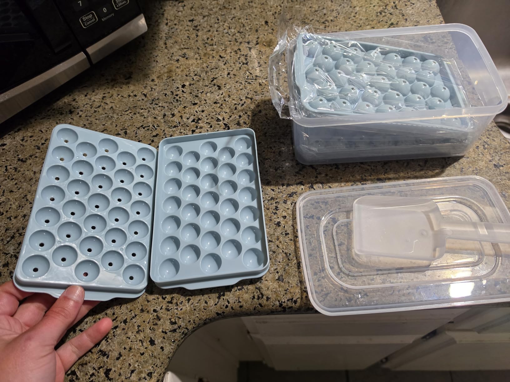 Optish 3 Pack Ice Trays for Freezer, 99 PCS Small Ice Cube Tray with Lid and Bin, Round Ice Cube Mold, Circle Ice Maker for Chilling Drinks (0.8 inch, Blue) customer photo 2