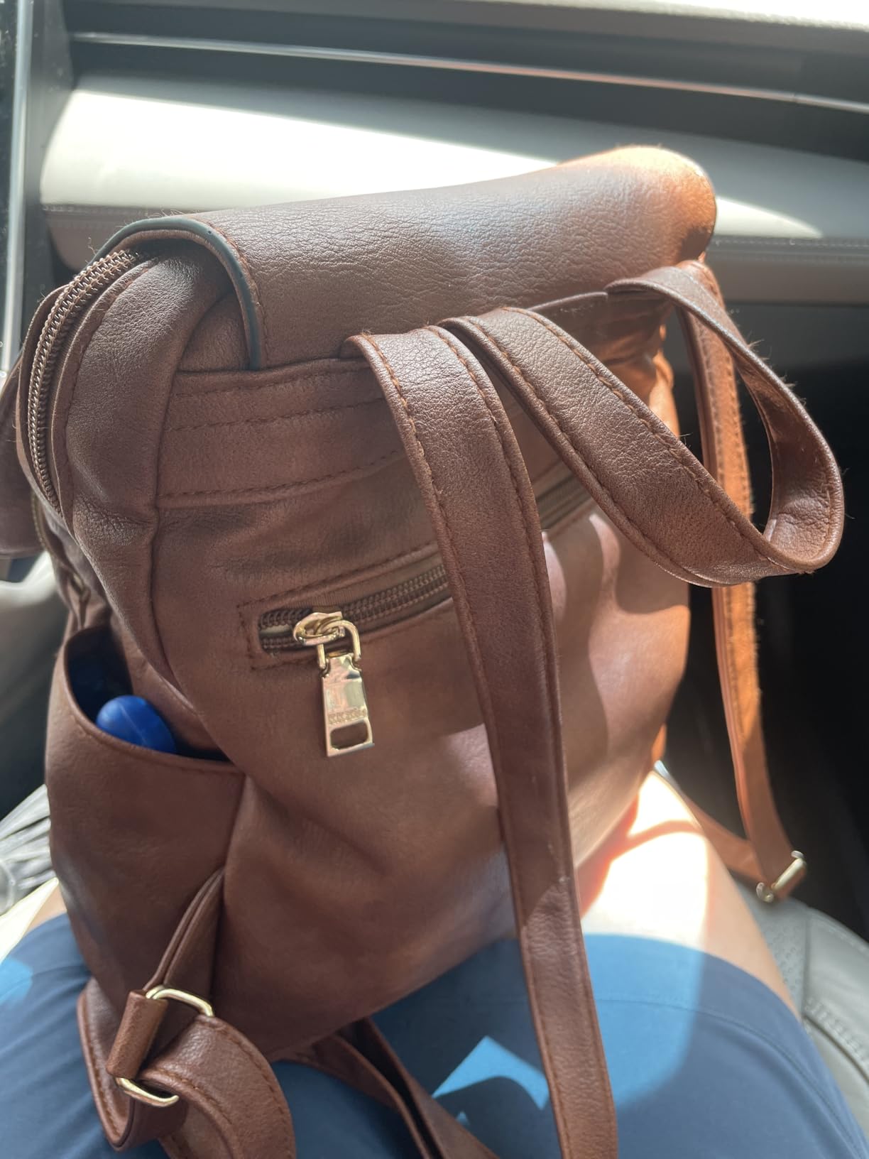 KKXIU Trendy Leather Backpack Purse for Women and Ladies Shoulder Travel Daypacks Bags (A-Black) customer photo 1