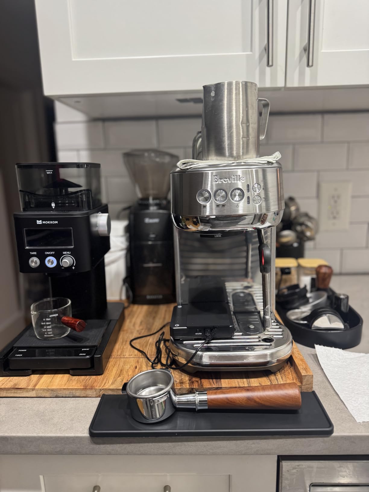 54mm Bottomless Portafilter for Breville Barista Express Pro Touch Bambino Infuser Espresso Accessorie produced with original porta filter as mold Not damage BES500's brewing head customer photo 2