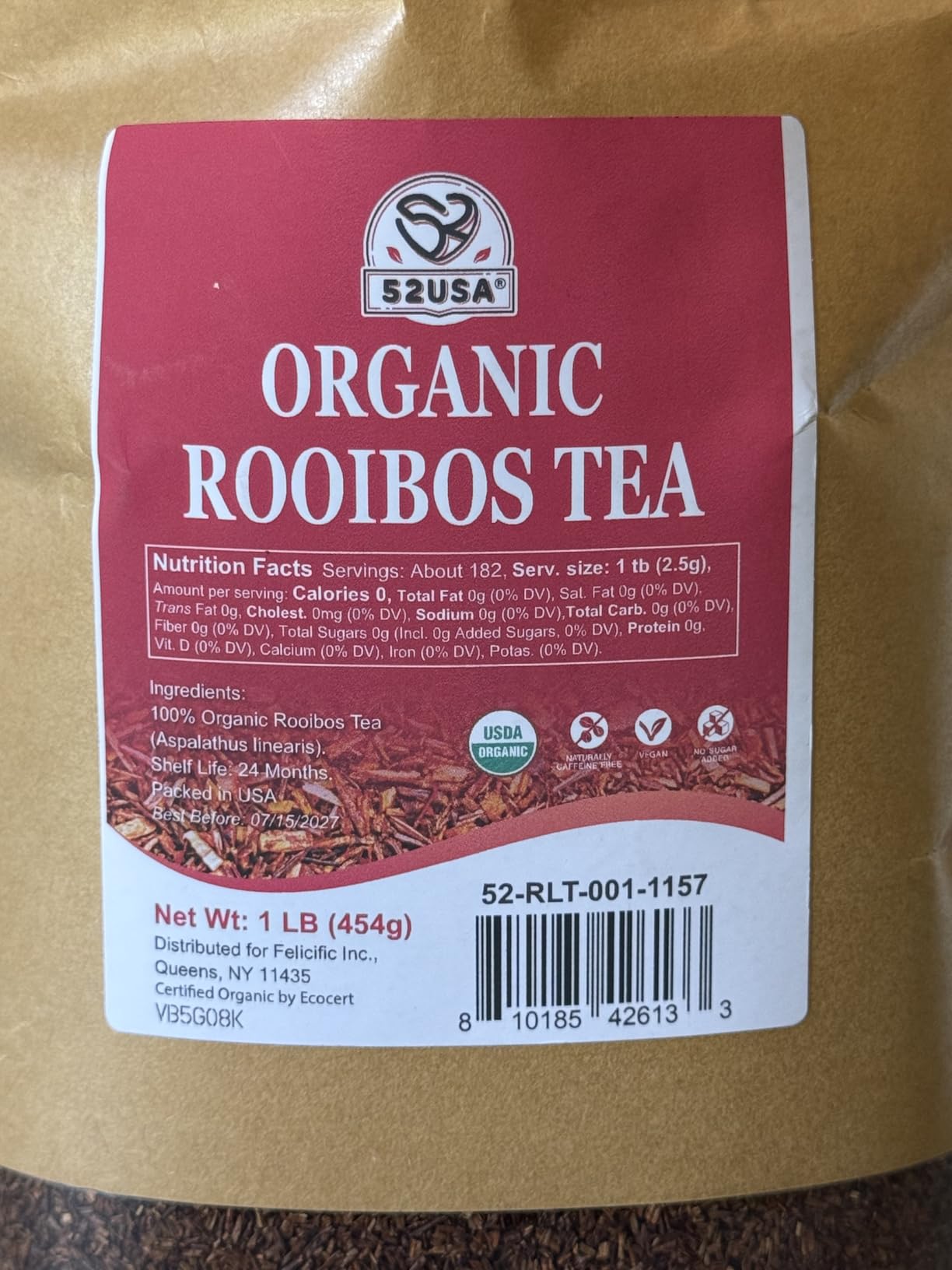 52USA Rooibos Tea Organic, Rooibos Tea Bags, Red Rooibos Tea, 100 Tea Bags | Pure Premium Rooibos Tea, Naturally Sweet Herbal Tea, Caffeine Free Rooibos Tea, Farmed in South Africa, 9oz (250g) customer photo 1