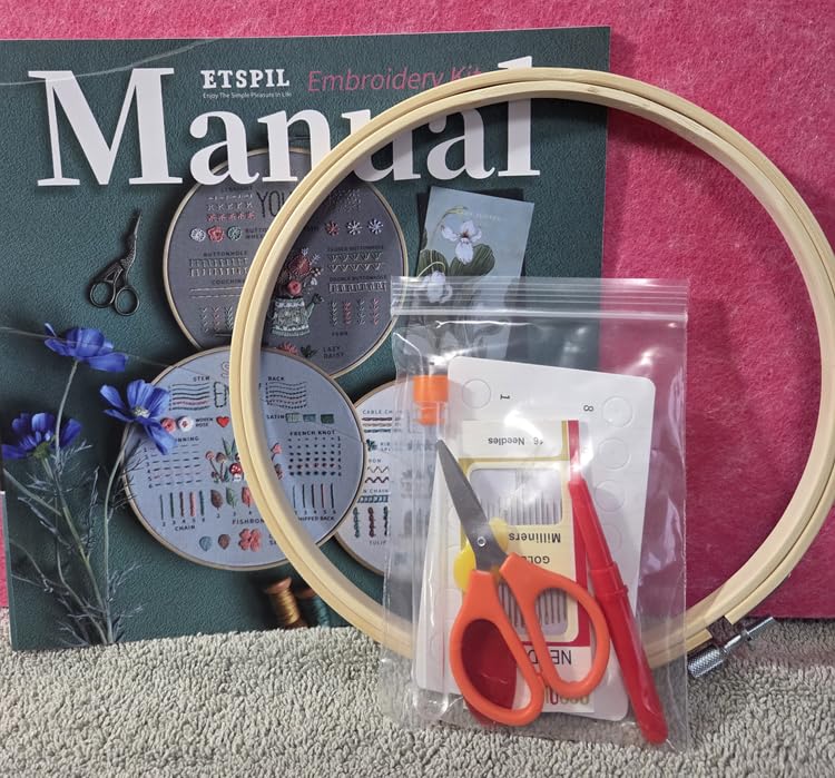 ETSPIL Embroidery Kit for Beginners, 4K Step-by-Step Video, Adults, Gift | 33 Stitches, No-Wash Pre-Printed Pattern, Magnetic Needle Minder, Bound Guide & Storage Tube - Calming Craft for Women customer photo 2
