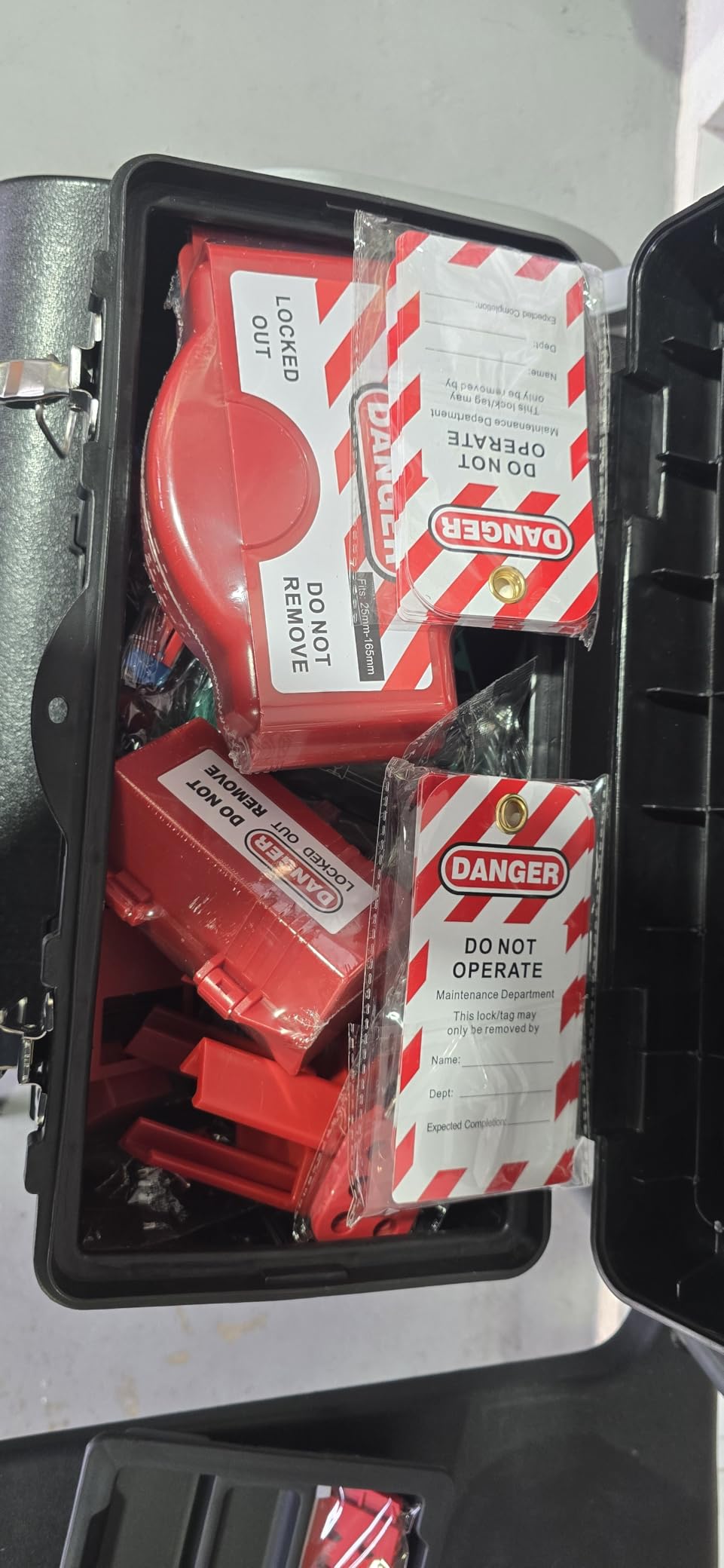 SAFBY Lockout Tagout Kit Electrical Loto - Clamp-On Circuit Breaker Lockout, Group Lockout Hasps, Lockout Tag, Universal Multi- Pole Breaker for Kit Station (Box Orange Kit) customer photo 2