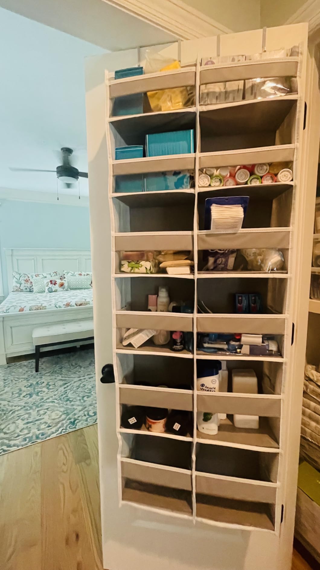 Over the Door Organizer, 6-Tier, 100D Fabric, Ivory 1pc | Over the door shoe organizer, 50 lbs capacity, 12 side mesh pockets, 100D extra thick fabric, Closet & entryway storage customer photo 2