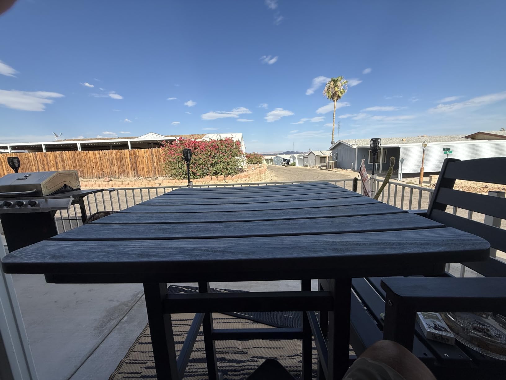SERWALL 3 Pcs HDPE Bar Height Adirondack Chairs and Bar Table Set, Blue customer photo 2