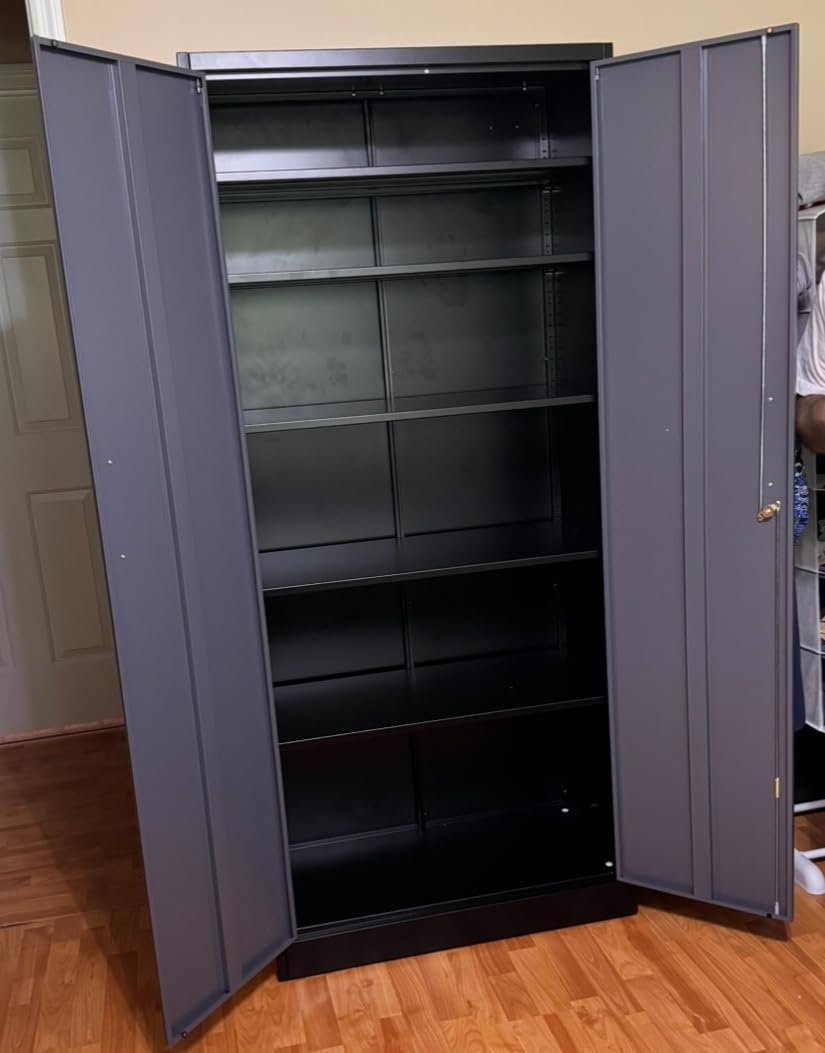 SISESOL Wide & Deep Metal Storage Cabinet with 2 Doors and 5 Adjustable Shelves,72x36x18 Garage Storage Cabinet,Tall Black Locking Metal Cabinets with Lock,Steel Locked Cabinets for Home,Office,Garage customer photo 2