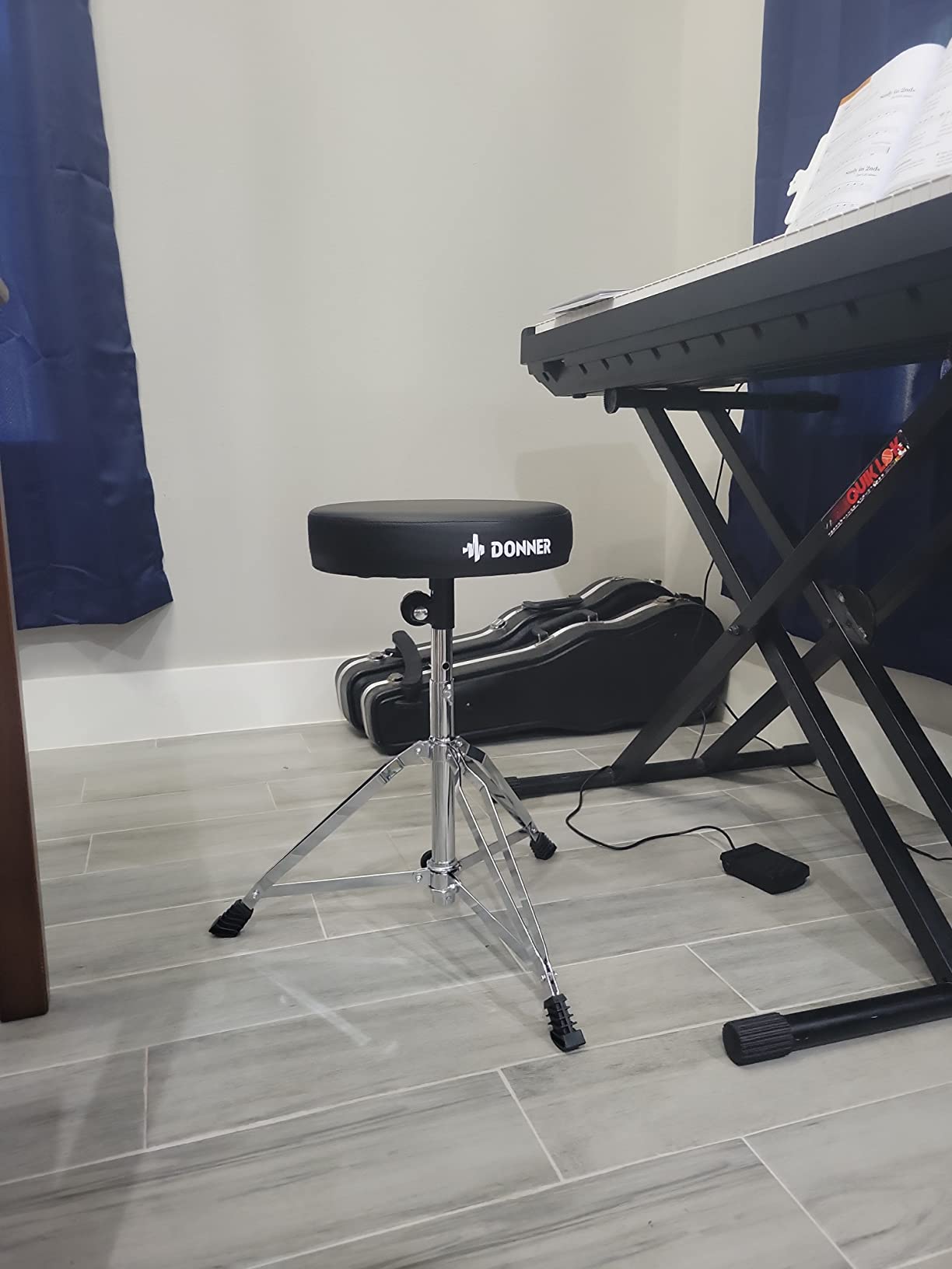Donner Drum Throne with Backrest, Heavy Duty Hydraulic Drum Stool Height Adjustable, Motorcycle Style Drum Seat Saddle Drum Throne for Adults Drummers (Brown) customer photo 2