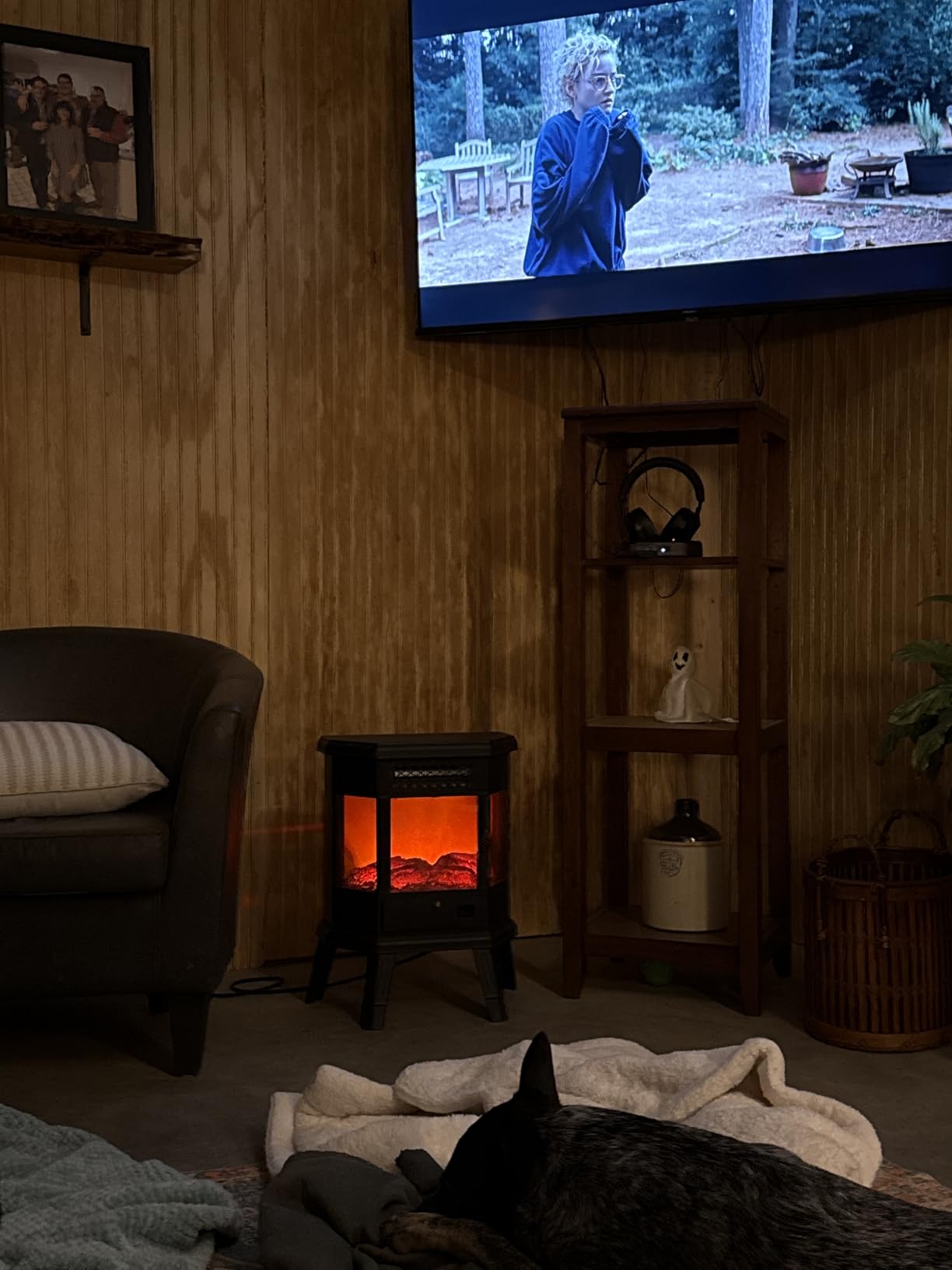 Electric Fireplace Heater 22 in Freestanding Fireplace Stove Infrared Fireplace RealSmart with 3D Flame Effect Remote Control, Timer, Overheating Protection Heater for Indoor Use Black customer photo 1