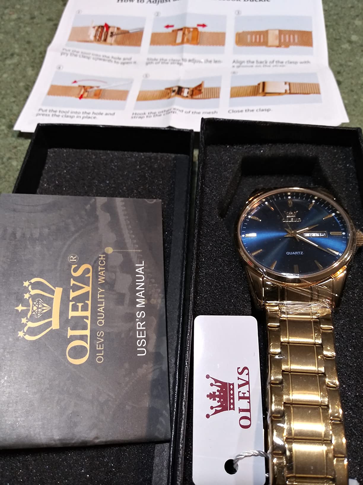 OLEVS Luxury Men's Watch Big Face Stainless Steel Gold Watch with Day Date customer photo 1