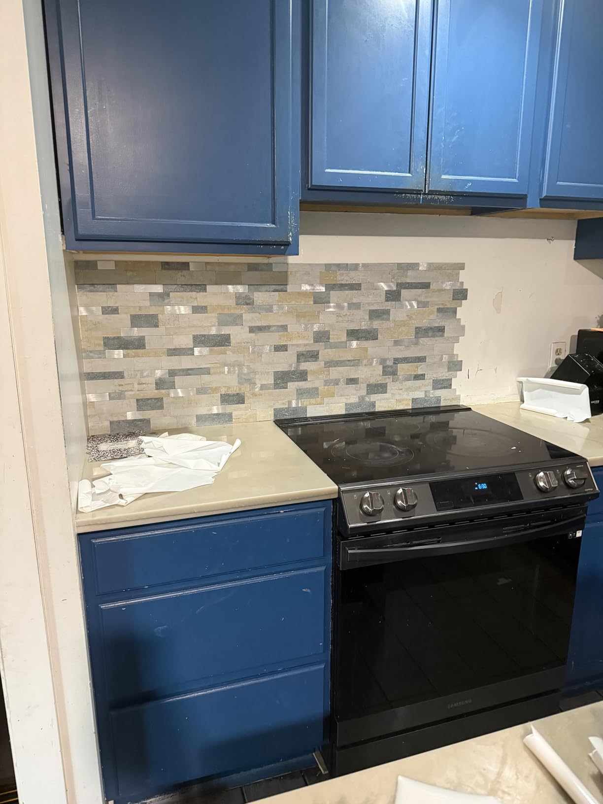 Stone Peel Stick Backsplash Tiles Kitchen Wall Blue Green 10pcs customer photo 1
