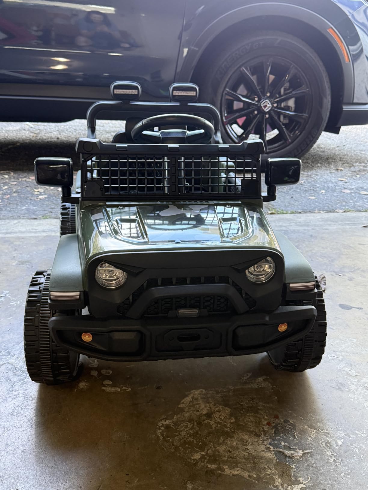 ELEMARA Ride On Car, Bluetooth Ride on Toys for Toddlers, 12V Kids Battery Powered Vehicles w/Remote, 3.5 mph Motorized Off-Road Truck, Electric Car for Kids w/3 Speeds,LED Lights- Olive customer photo 1