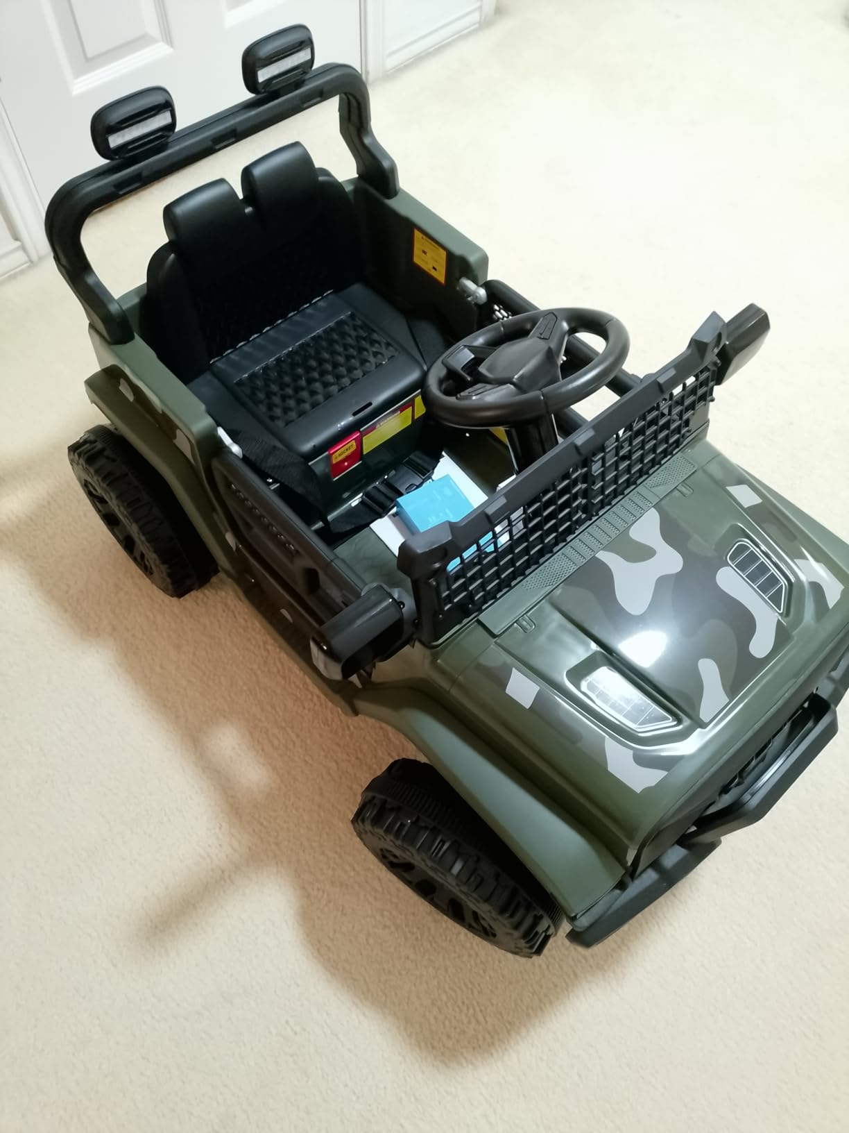 ELEMARA Ride On Car, Bluetooth Ride on Toys for Toddlers, 12V Kids Battery Powered Vehicles w/Remote, 3.5 mph Motorized Off-Road Truck, Electric Car for Kids w/3 Speeds,LED Lights- Olive customer photo 2