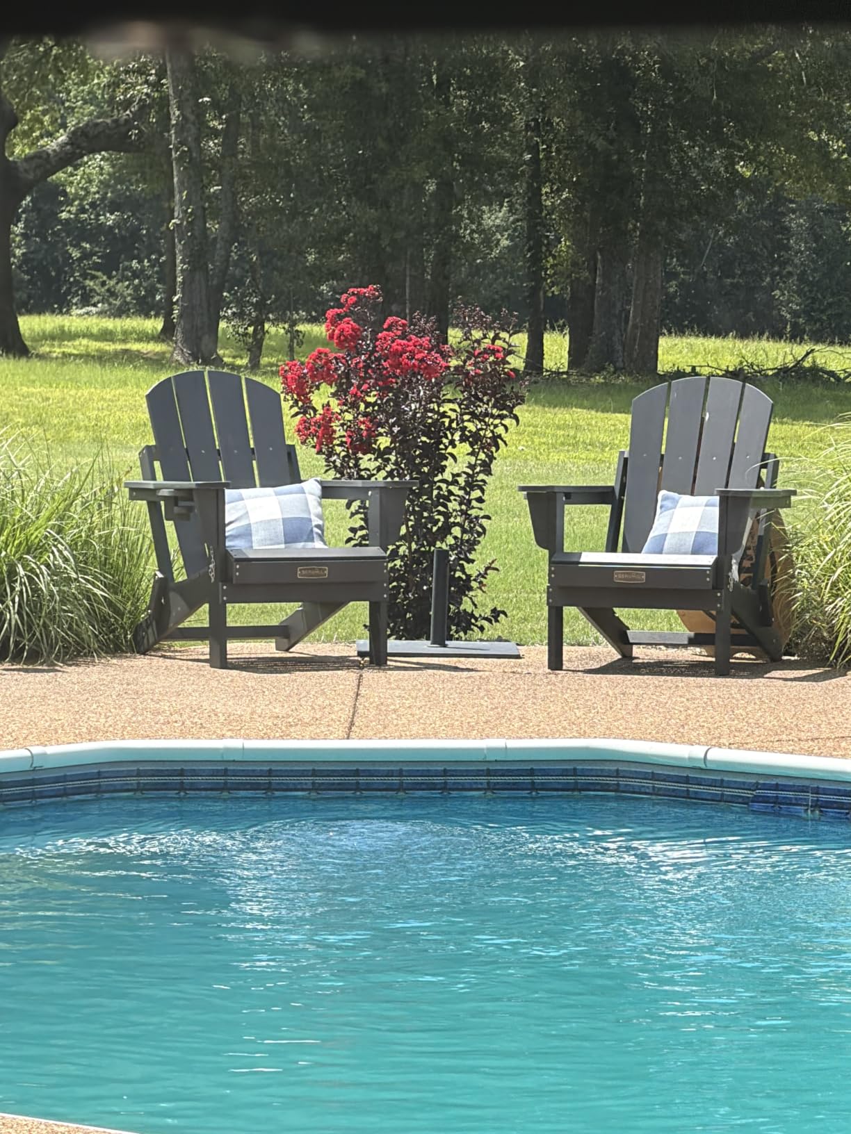 SERWALL Folding Adirondack Chair Set of 4 with Cup Holder for Fire Pit-Blue customer photo 2