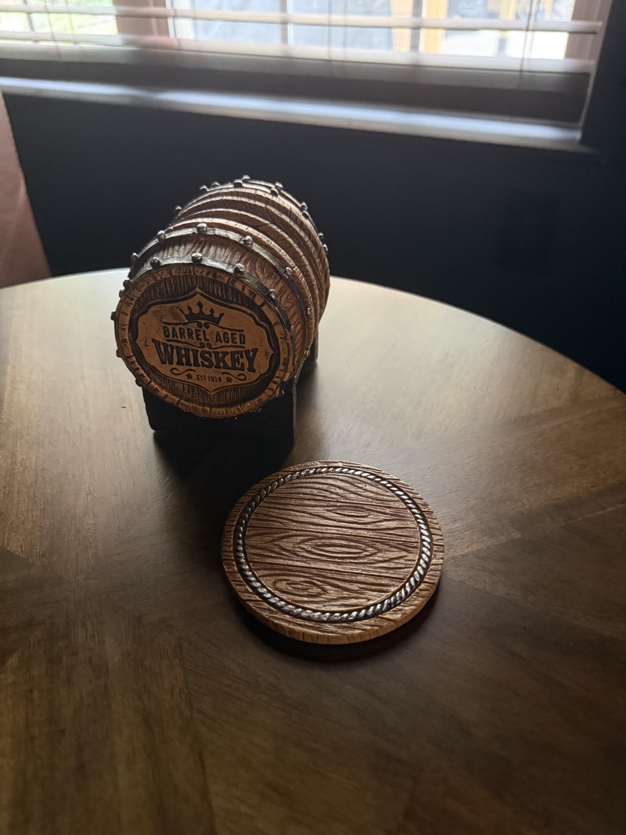 Whiskey Barrel Coasters Set of 6 - Bar Coasters & Whiskey Gifts for Men customer photo 1