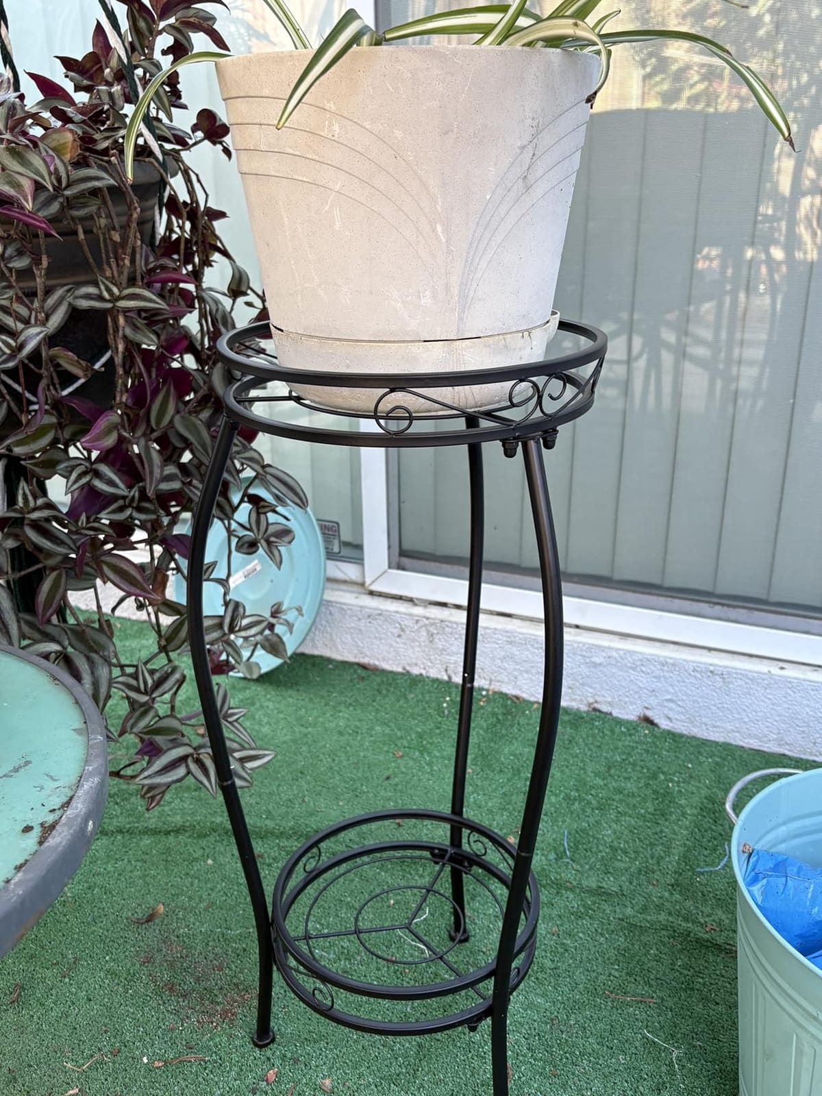 LOYAL TIGER Plant Stand Indoor Outdoor, 2 Tier 27 Inch Tall Metal | Heavy Duty Plant Rack, Rustproof Metal, Stable 3-Leg Base, Holds up to 100 lb, Flower Pot Holder customer photo 2