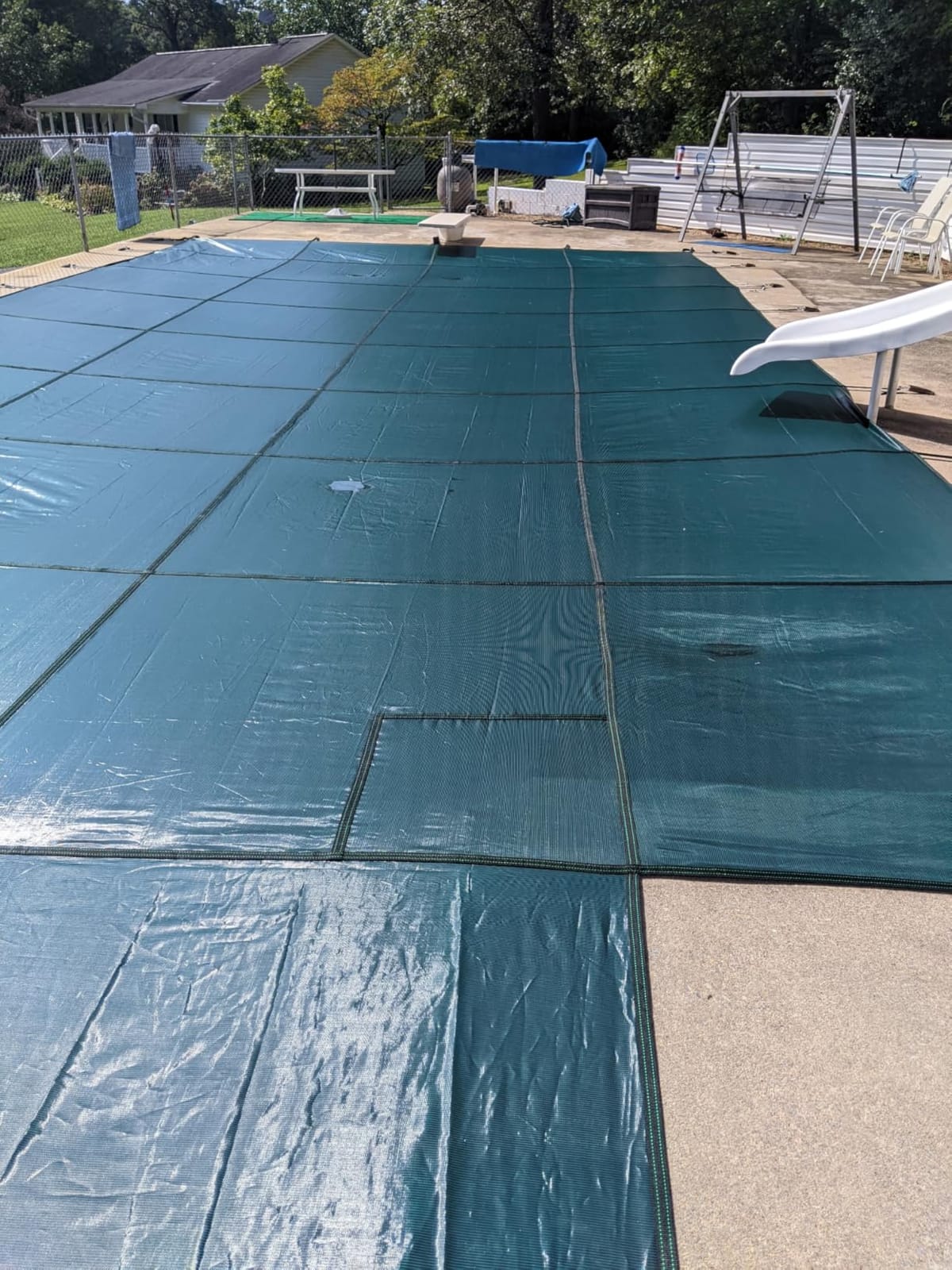 Pool Safety Cover Fits Rectangle Swimming Pool with Step, Mesh High Strength Solid inground Pool Cover,Winter Pool Covers for Inground Pools (Green, Fits 18x36ft+4x8ft Pools with Center Step) customer photo 1