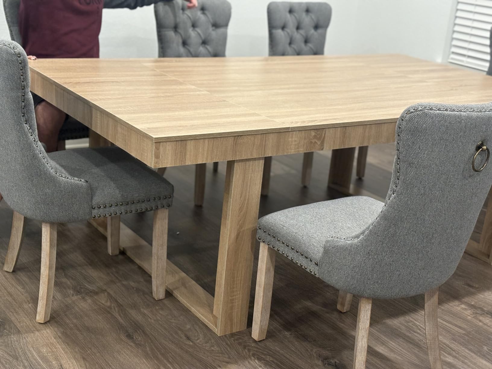 ECACAD 7FT Conference Table for 6-8 People, Large Rectangular Meeting Table, Modern Seminar Table for Office Meeting Conference Room, Black and Deep Brown (86.8”L x 47.2”W x 29.4”H) customer photo 2