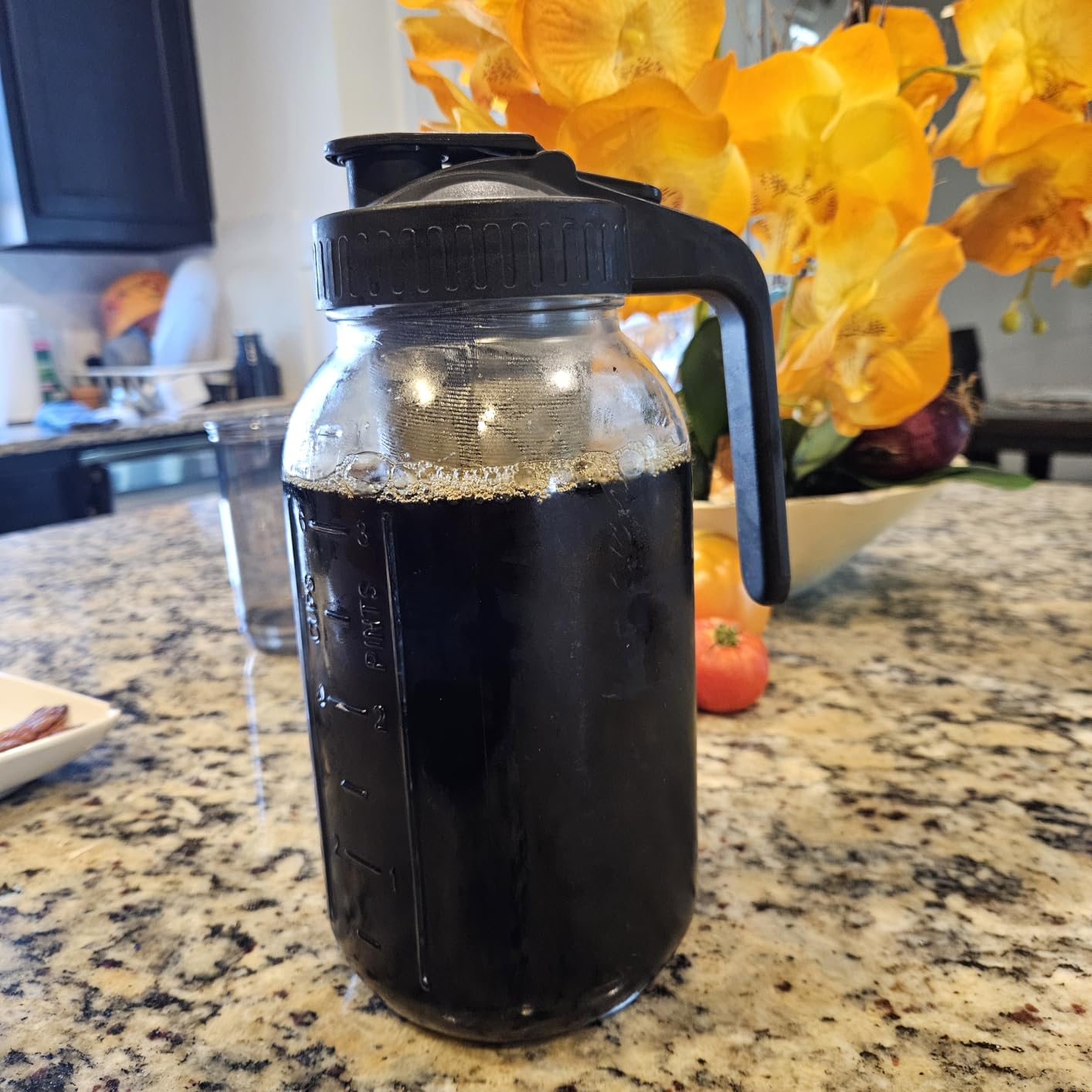 Cold Brew Coffee Maker, 64 oz Mason Jar Pitcher with Stainless Steel Filter, Pour Spout Handle Lid, Airtight & Leak-Proof for Iced Coffee,Tea & Lemonade customer photo 1