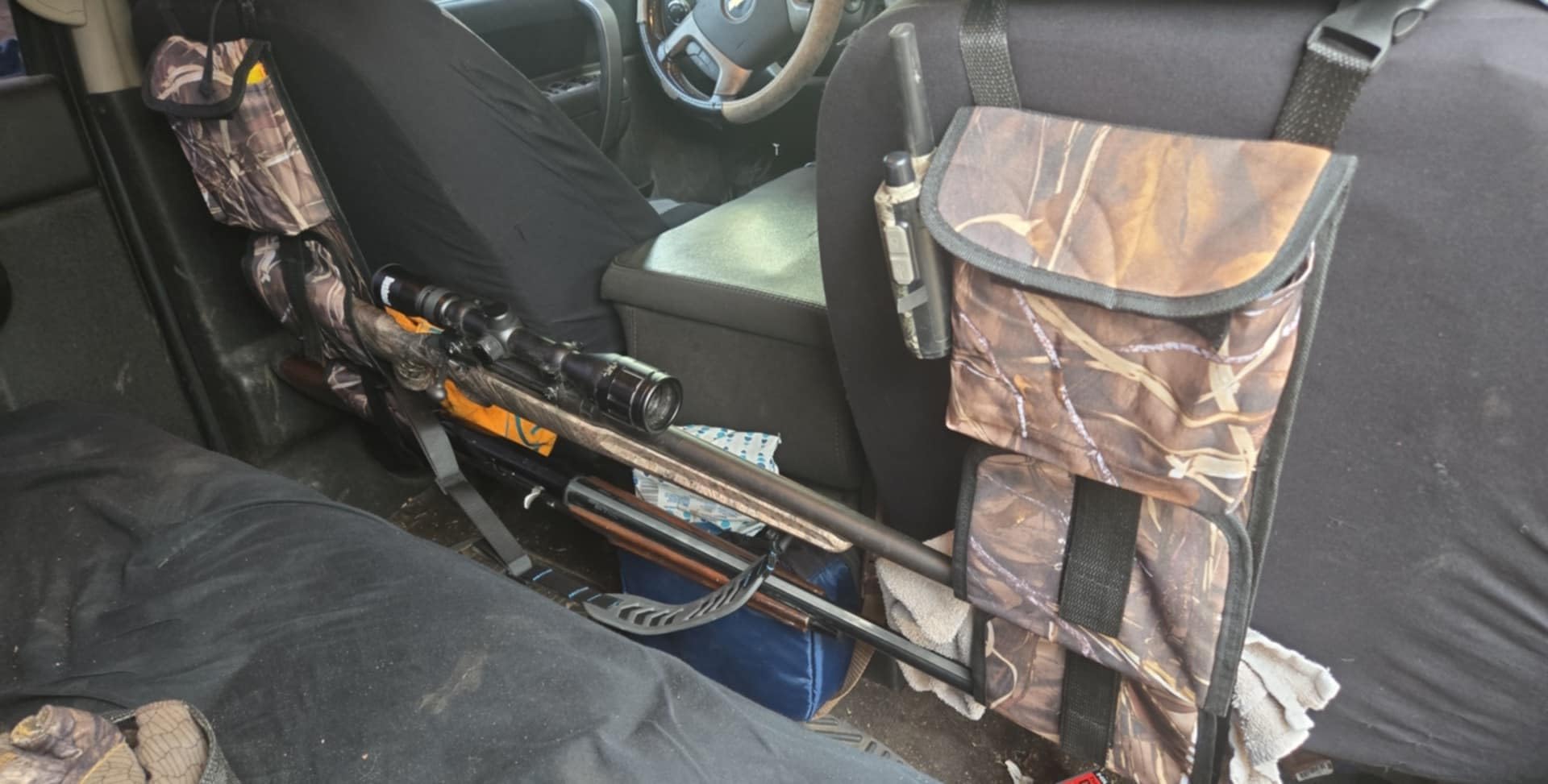 Car Seat Back Gun Rack, 2 Pack Automotive Truck Gun Racks for Hunting Gear | Seat Back Gun Sling Holder With Storage Pockets for Truck SUV customer photo 2