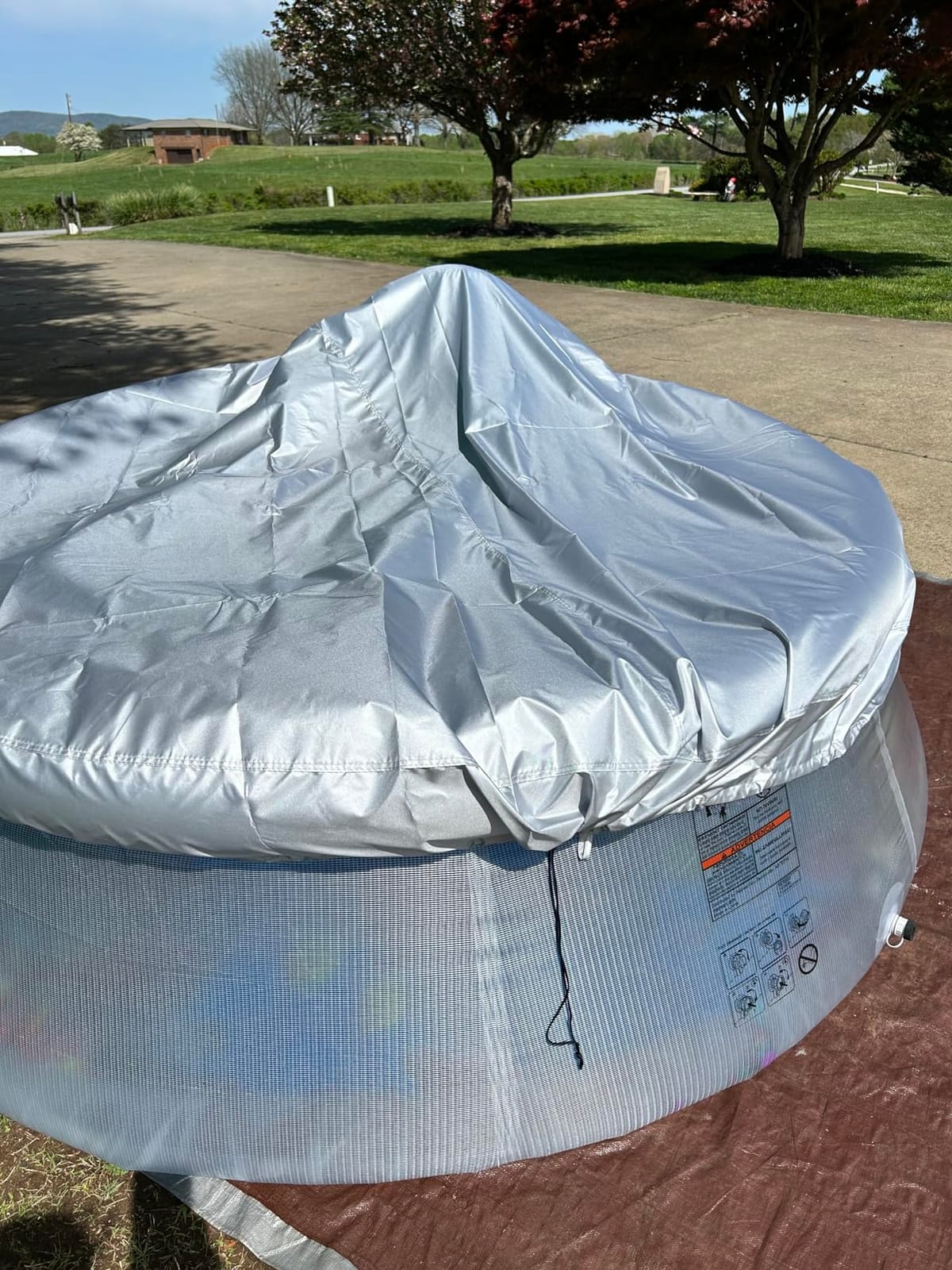 iCOVER Inground Pool Safety Cover, Fits 18x36ft Rectangular Pools with 4x8ft Center End Step, Winter Pool Covers for Inground Pools, Safety Pool Covers, Triple Stitched High Strength, Blue customer photo 1