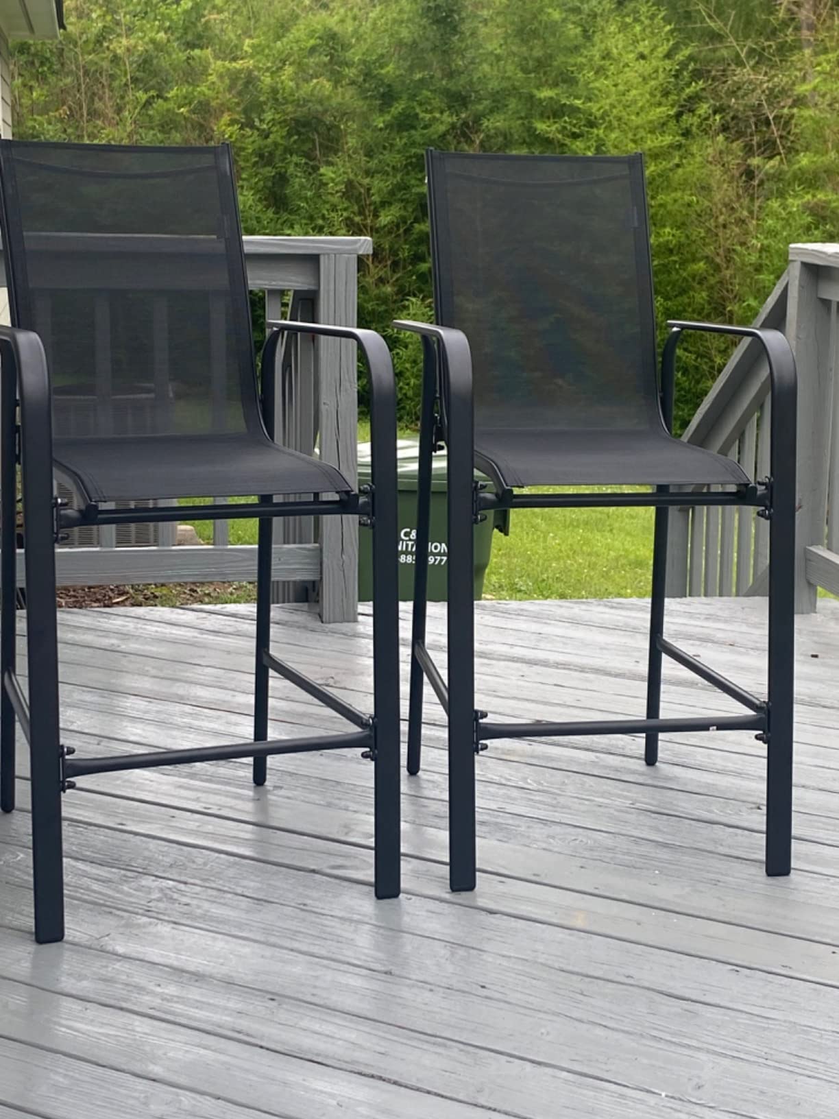 Tangkula 3 Pieces Outdoor Patio Bar Set, Outdoor Bistro Set with 2 Bar Stools and 1 Tempered Glass Bar Table, Bar Height Patio Table and Stools Set for Backyard, Garden, Lawn (Coffee) customer photo 2