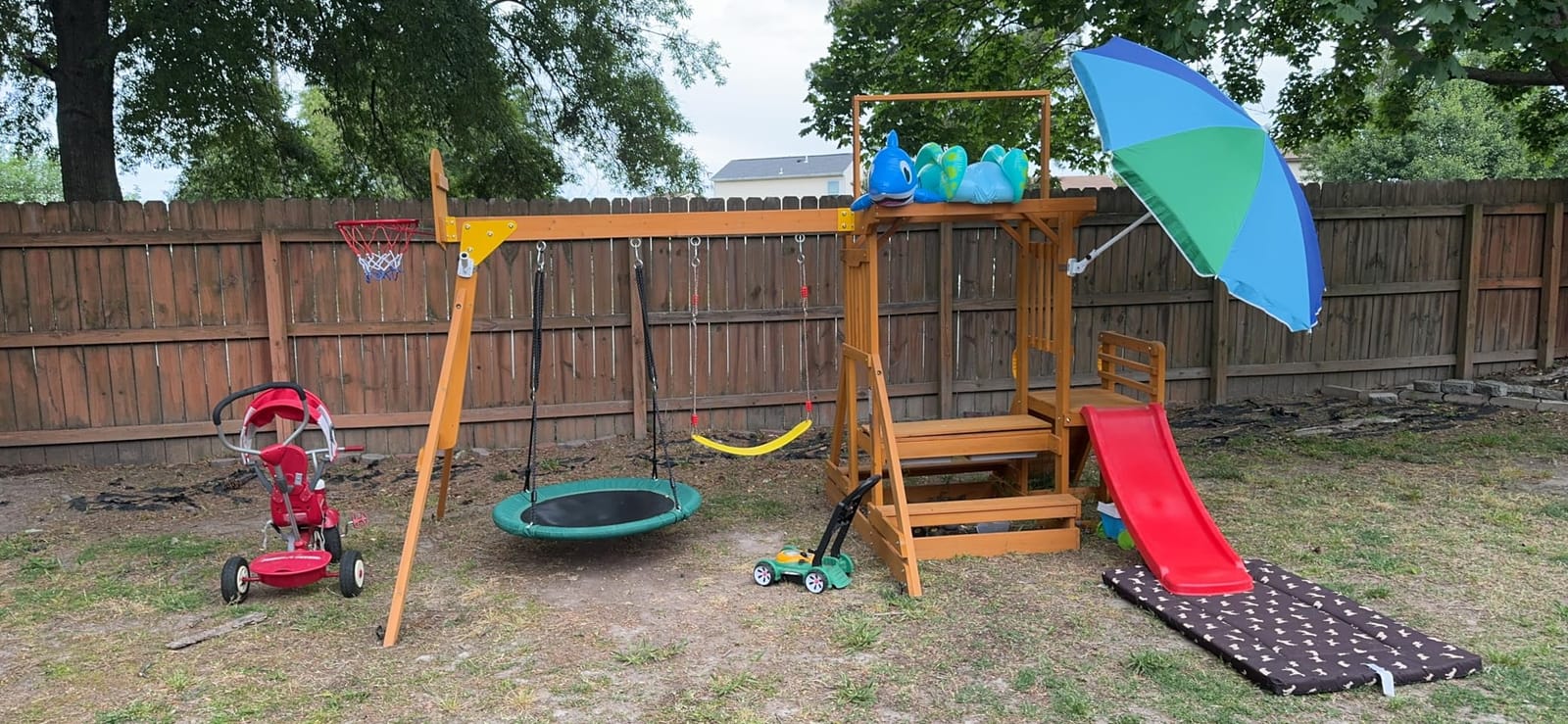Kids Swing Sets for Backyard, Wooden Playground Sets for Ages 3-6 customer photo 2