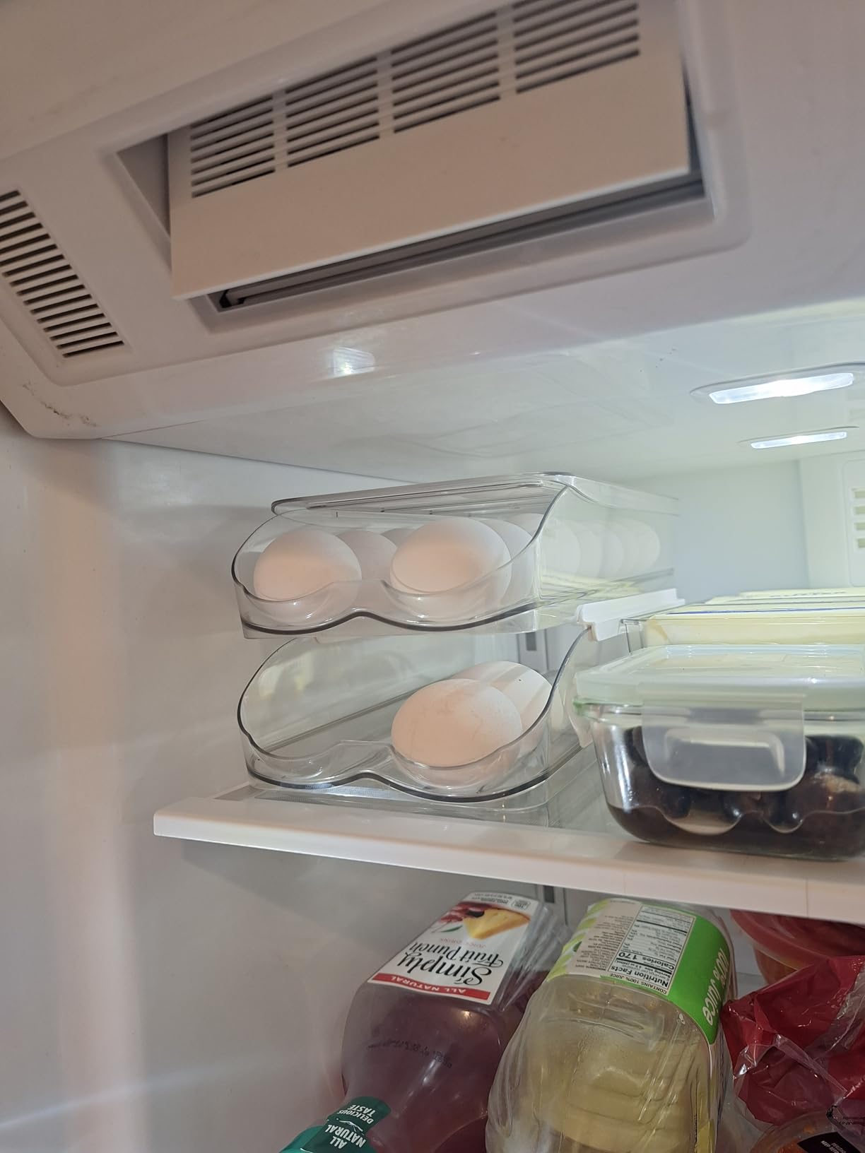 RoskDeewat Egg Holder for Fridge, Automatic Rolling Egg Container -2 Tier | Stackable Fridge Organizers and Storage with Lid, Sturdy Clear Plastic Egg Dispenser & Tray for Refrigerator customer photo 1