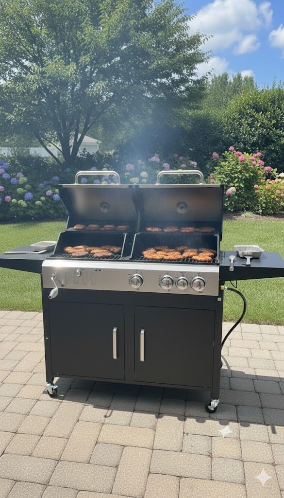 Captiva Designs Propane Gas and Charcoal Grill Combo with Side Burner,Black customer photo 2