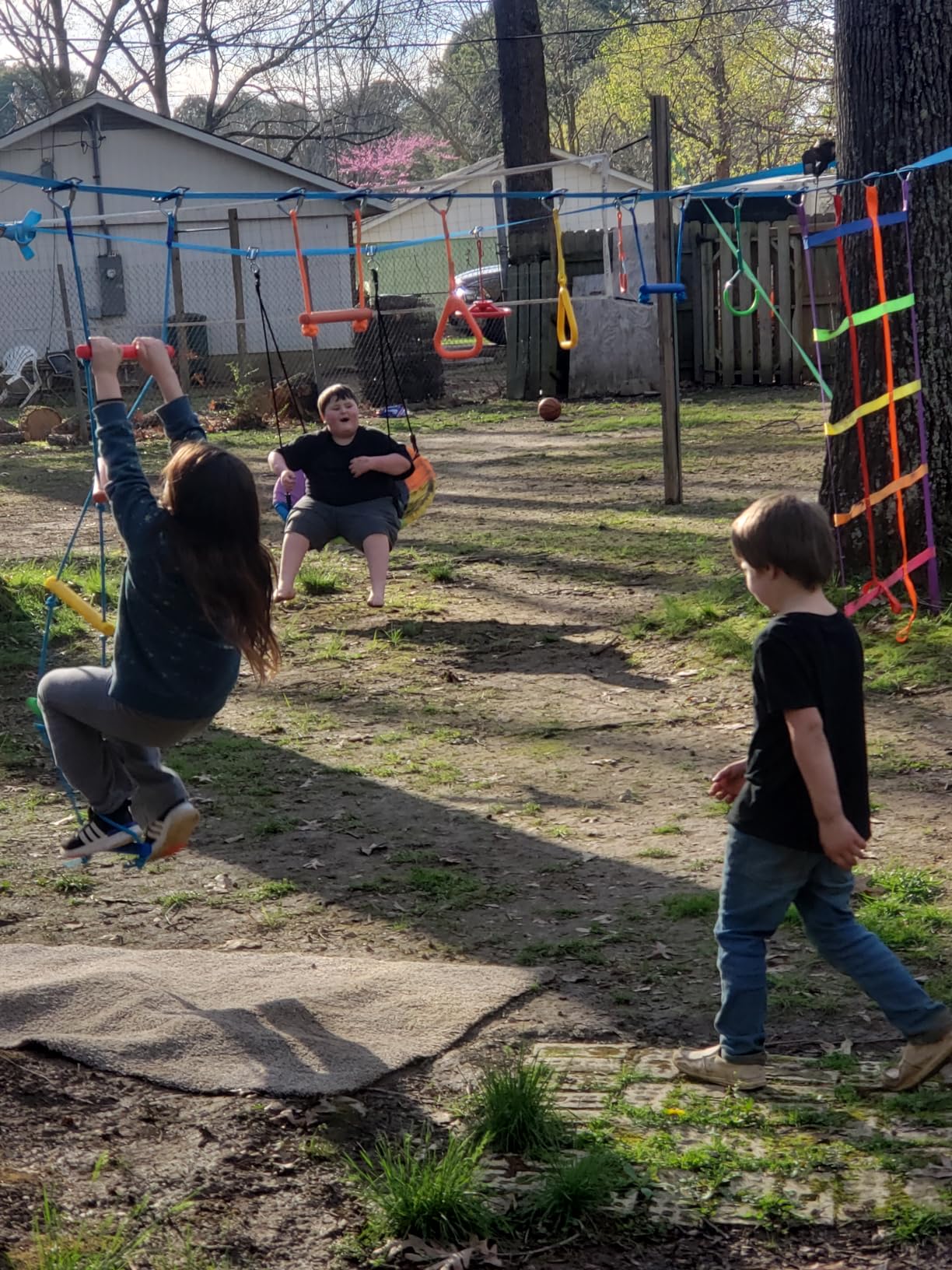 Hapfan 50 ft Ninja Warrior Obstacle Course Swing Set for Kids Outside customer photo 2