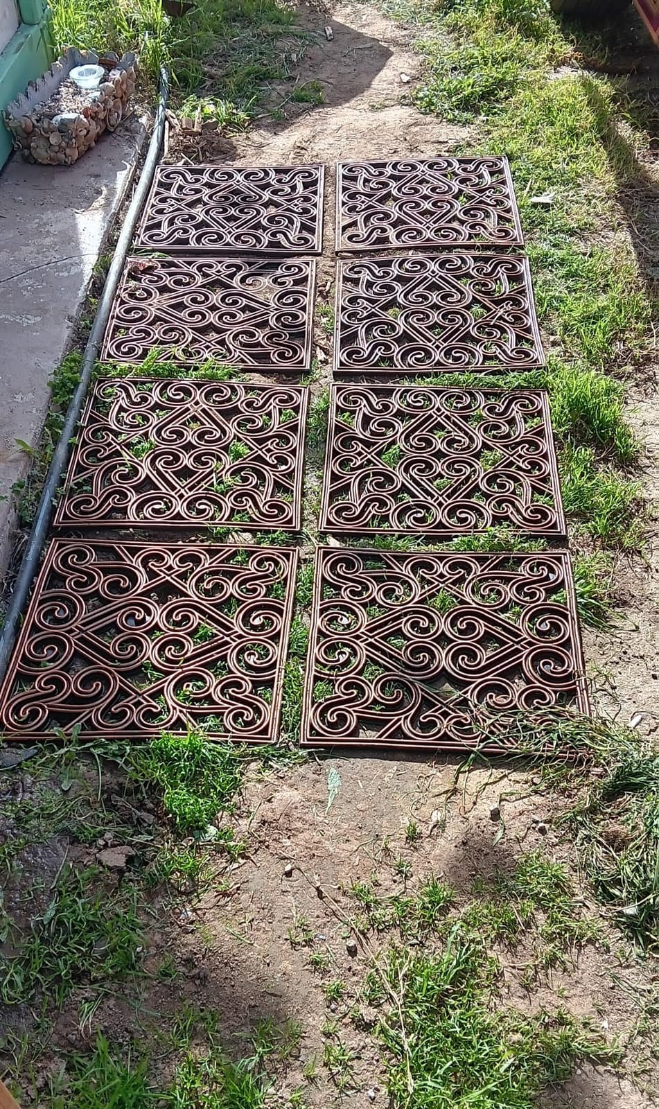 Pangda 8 Pcs Rubber Stepping Stones Garden Path Pavers 15x15 Inch, Copper | Recycled Rubber Pavers Outdoor for Garden Path Lawn Patio Flower Bed Gravel Dirt Muddy Area and Backyard Walkway Outside customer photo 2