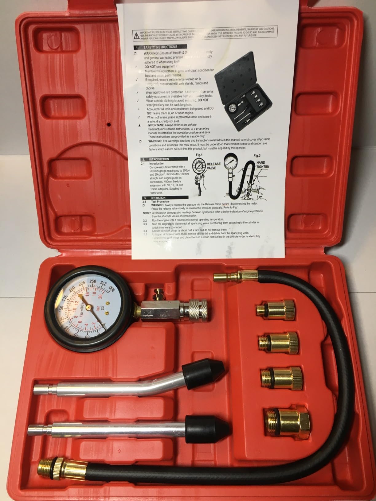 Clatoon 8pcs Petrol Engine Cylinder Compression Tester Kit 0-300PSI | Small Engine Compression Tester Automotive Tool Gauge for Testing Car Motorcycle Outboard Motor Snowmobile Chainsaw customer photo 2