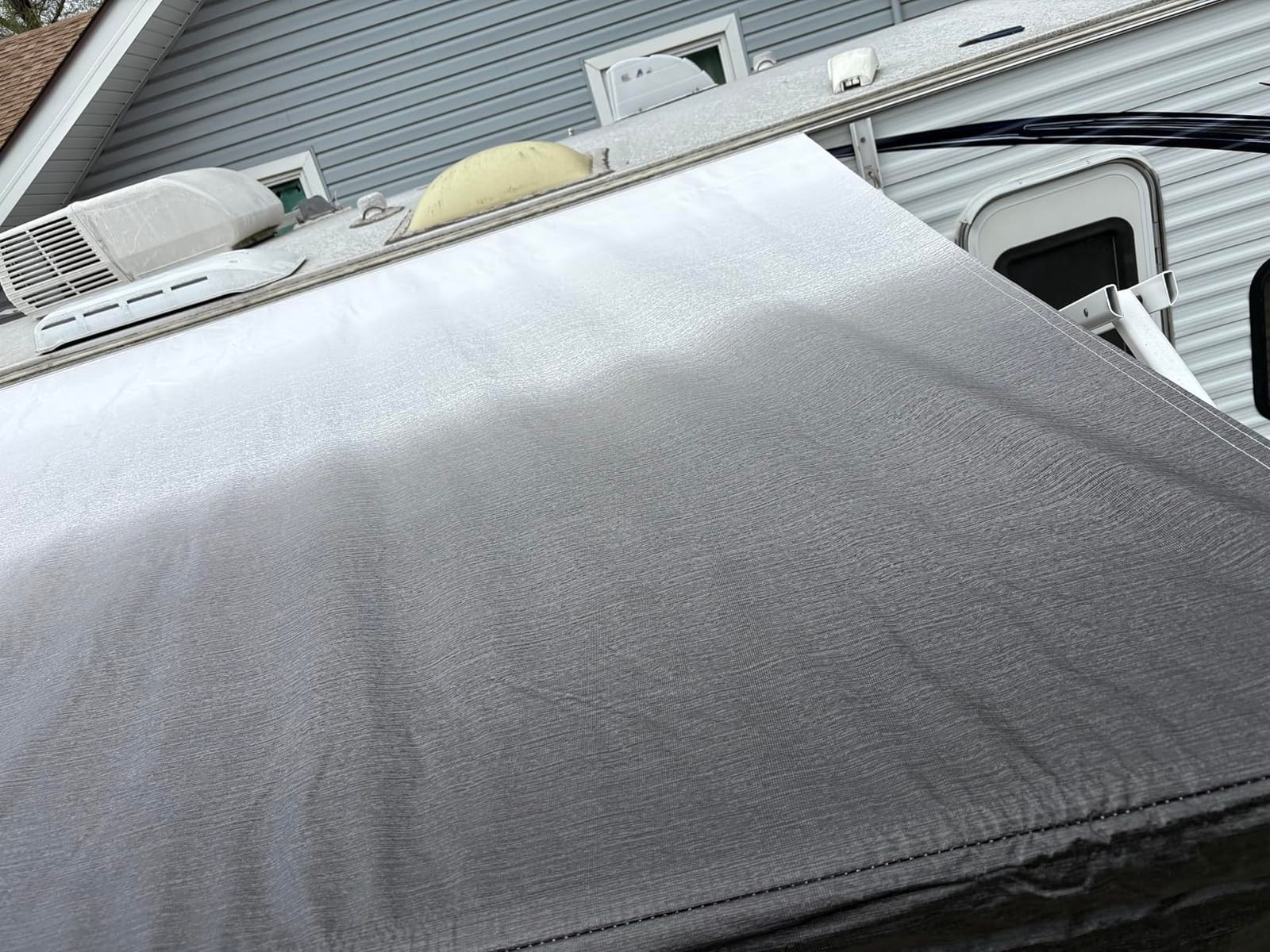 RV Awning Fabric Replacement, 19.5oz Heavy-Duty Weatherproof Vinyl Camper Awning Replacement Universal Outdoor Canopy for RV, Motorhome, Trailer Awnings (Gray Fade, 16'(Fabric 15'2