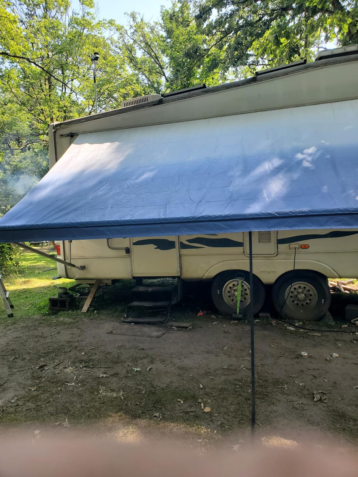 RV Awning Fabric Replacement, 19.5oz Heavy-Duty Weatherproof Vinyl Camper Awning Replacement Universal Outdoor Canopy for RV, Motorhome, Trailer Awnings (Gray Fade, 16'(Fabric 15'2