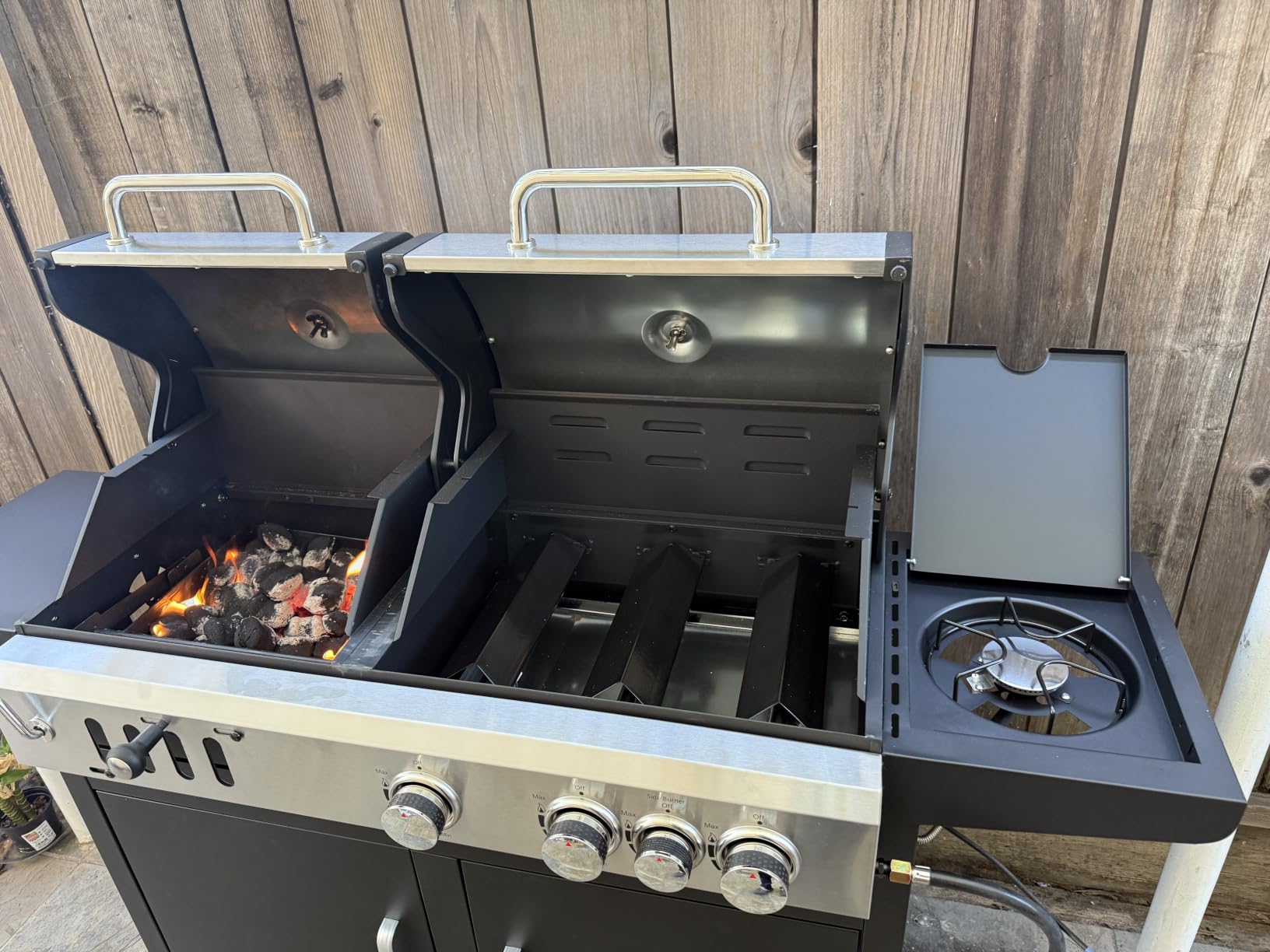 Sophia & William Charcoal and Gas Grill Combo with Side Burner, Dual Fuel customer photo 2