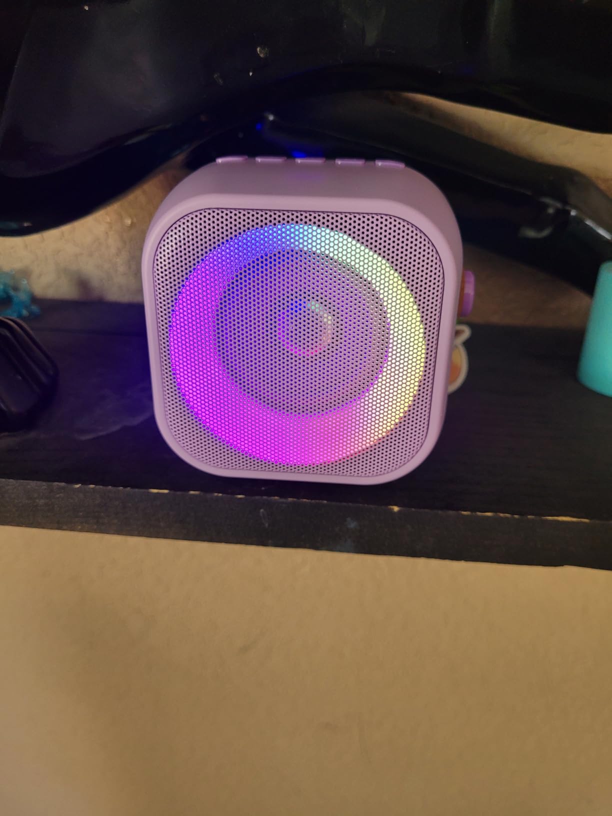 Mini Karaoke Machine,Portable Bluetooth Speaker with 2 Wireless Microphones customer photo 1