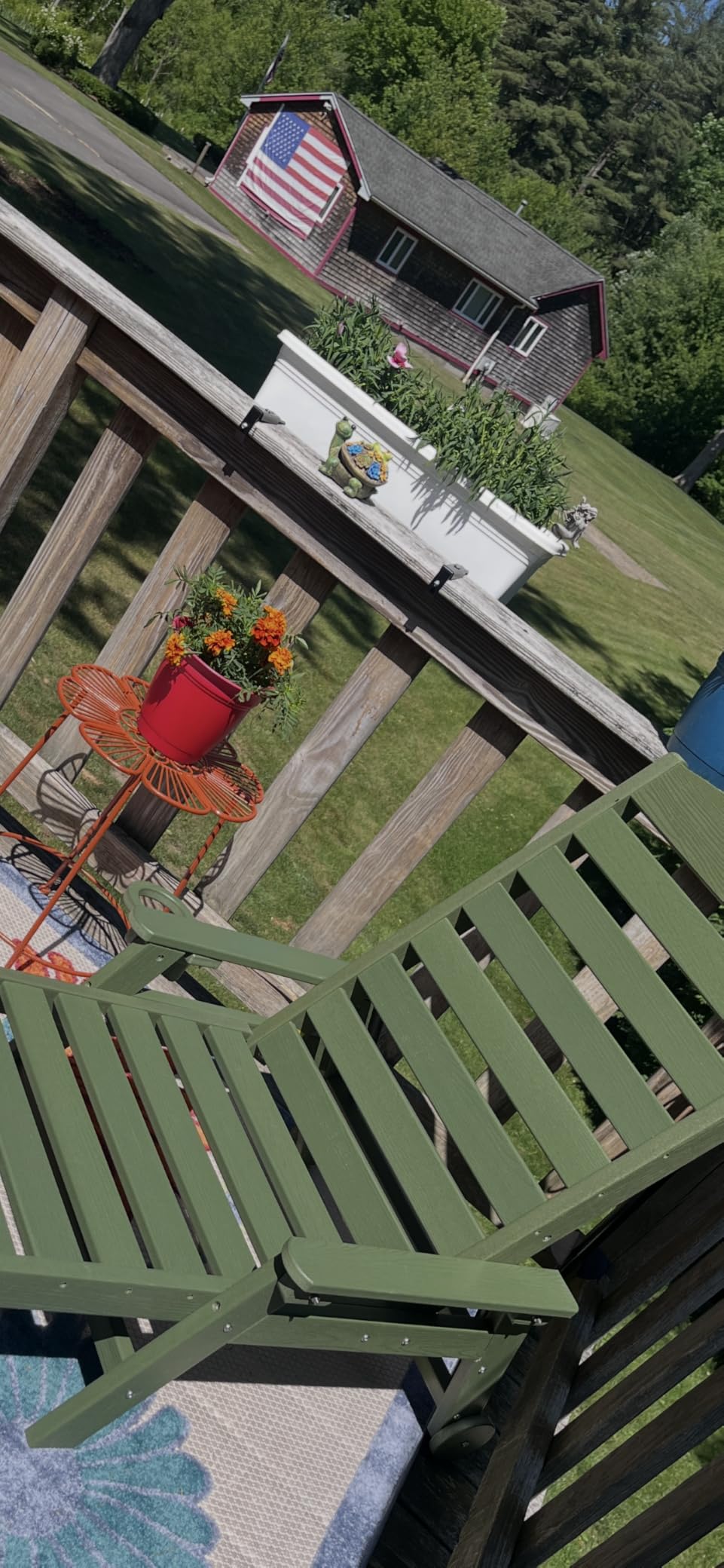 SERWALL HDPE Outdoor Lounge Chair Set of 2 with Cup Holder, Blue customer photo 2