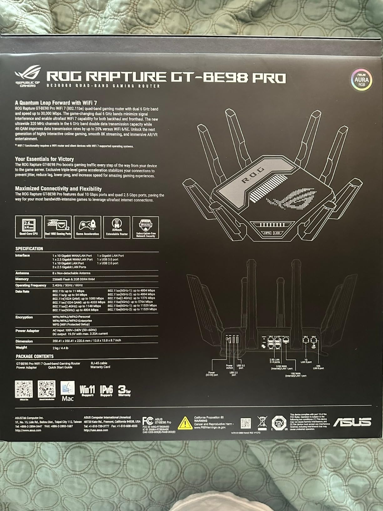 ASUS ROG Rapture GT-BE98 Pro WiFi 7 Gaming Router - Quad-Band, 30Gbps, Mesh customer photo 1