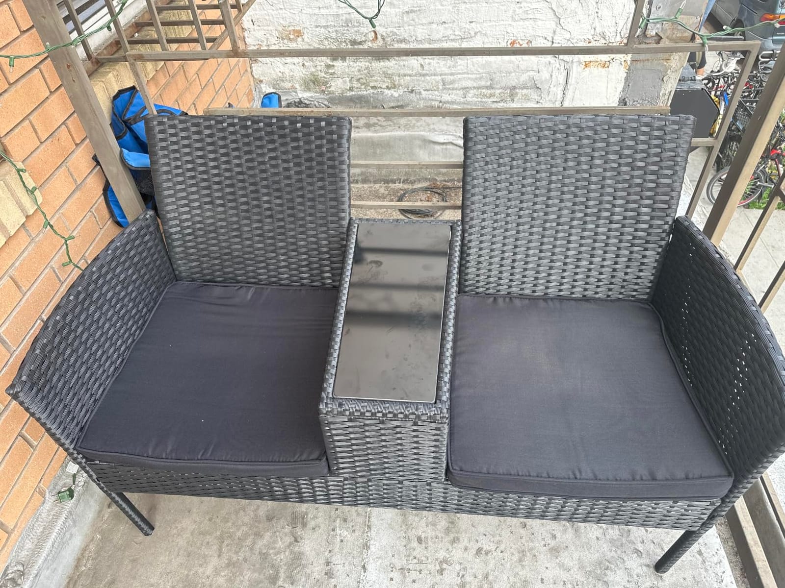 Kromax Wicker 2 Seat Patio Loveseat, Outdoor Rattan Loveseat with Table customer photo 1