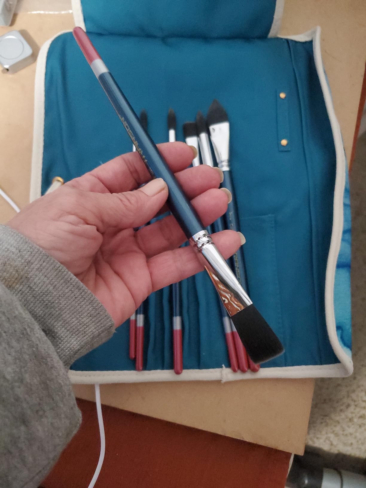 Transon 10pcs Natural Watercolor Paint Brush Set Professional for Watercolor Acrylic Ink Gouache Tempera customer photo 2