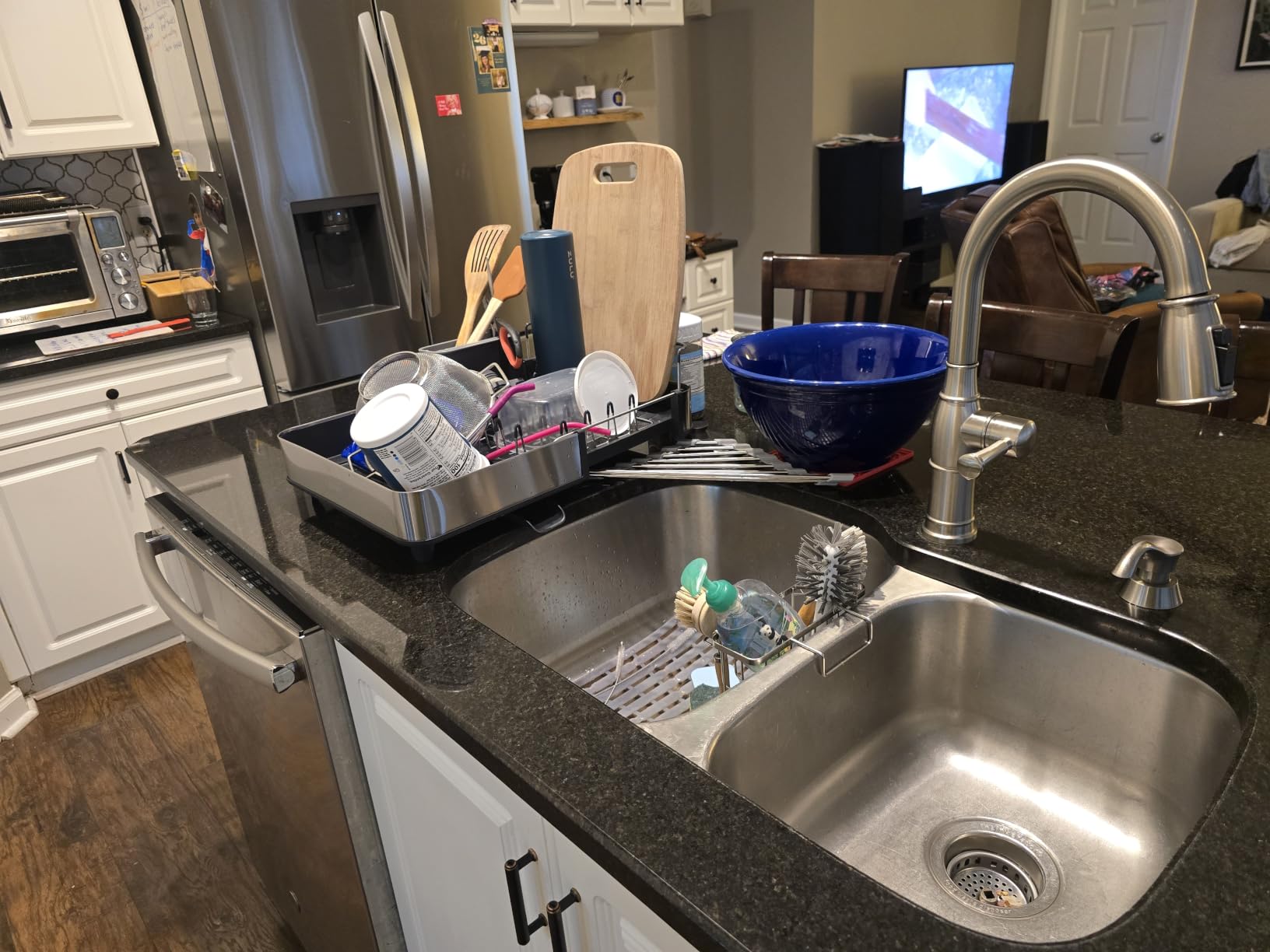 Joseph Joseph Extend Steel Expandable Dish Drying Rack with Removable Cutlery Holder Swivel Draining Spout, Stainless Steel customer photo 2