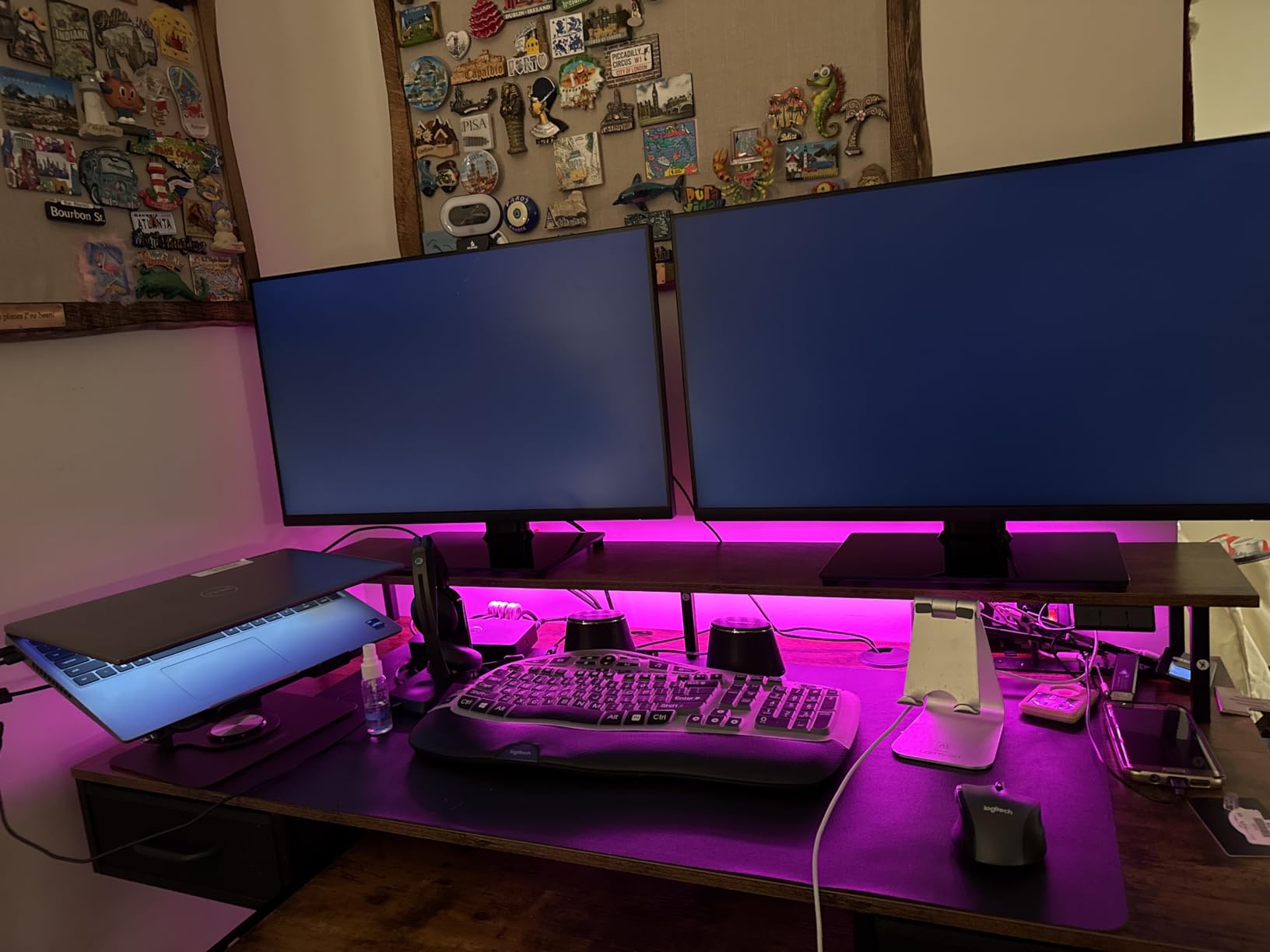 AODK 55 Inch Standing Desk with Drawers & Keyboard Tray, Rustic Brown | Power Outlet, LED Lights, Monitor Stand, Cable Management Tray, 3 Memory Heights customer photo 2