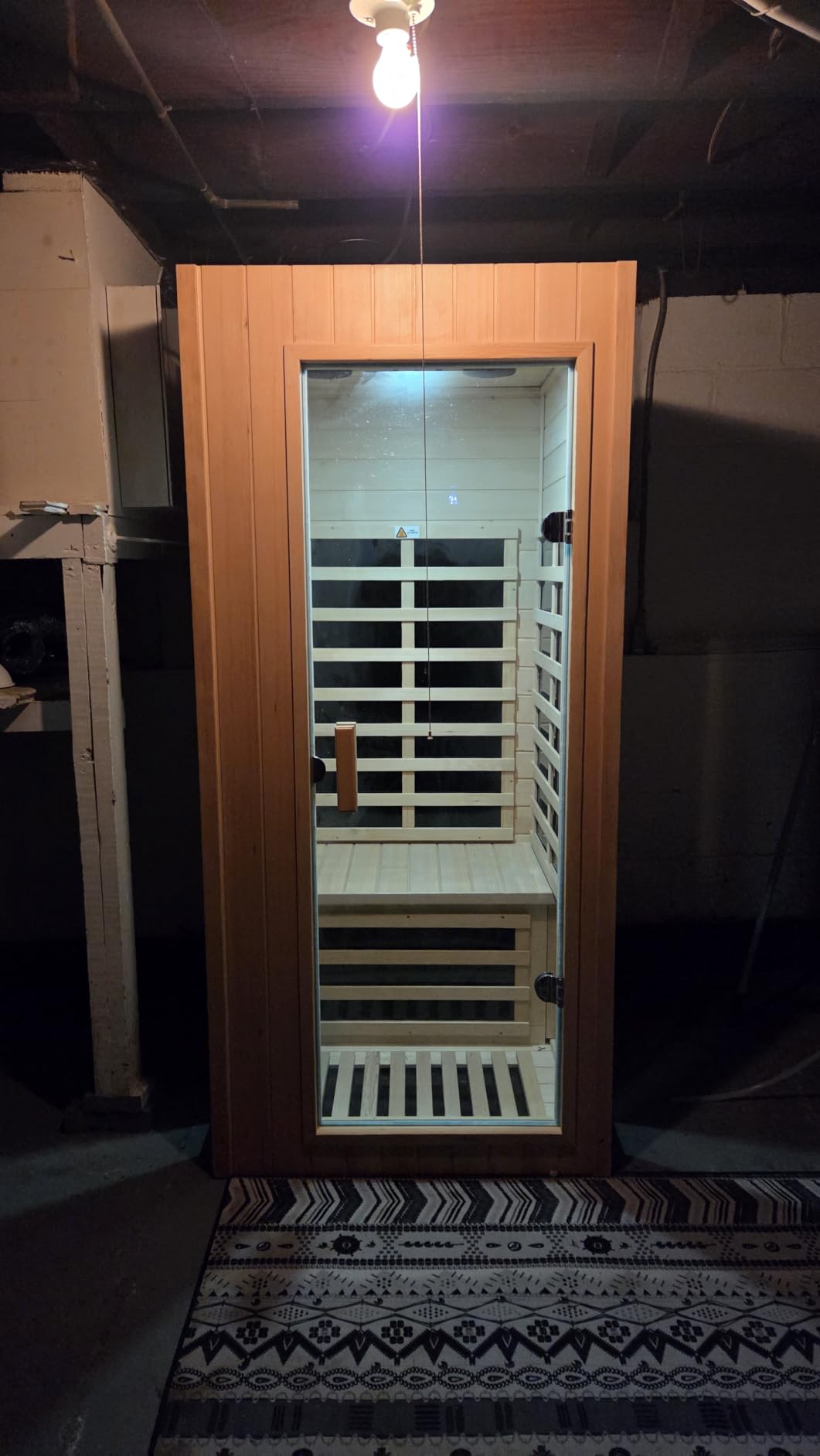 Kanlanth 2 Person Low EMF Far Infrared Sauna, 5 Heating Panels, 1500W/120V, Canadian Hemlock Indoor Sauna with Bluetooth Speakers, Reading Lights, Roof Vent, Tempered Glass customer photo 2