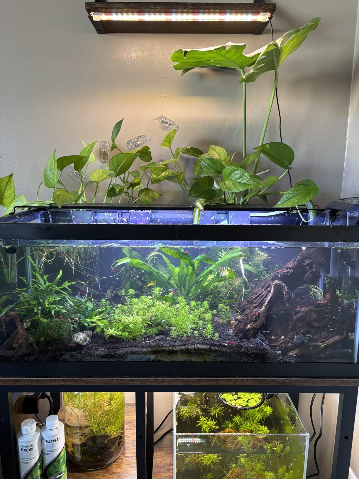 Bestier 20-29-37 Gal Fish Tank Stand with Power Outlet, Rustic Brown, 30x13 | 6-Leg Steel Frame, 3-Tier Adjustable Shelves for Filters Storage, 400Lbs Capacity, 5-In-1 Power Outlet, 4 Leveling Feet customer photo 2