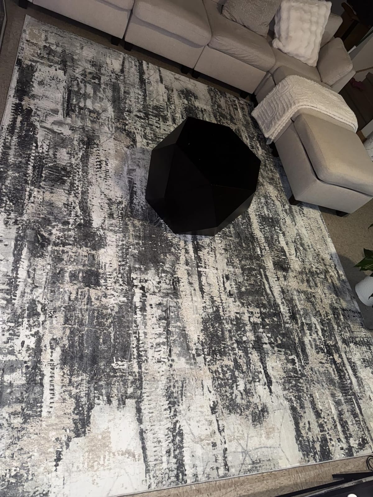 8x10 Area Rugs for Living Room: Washable Abstract Black Grey Gold Carpet customer photo 1