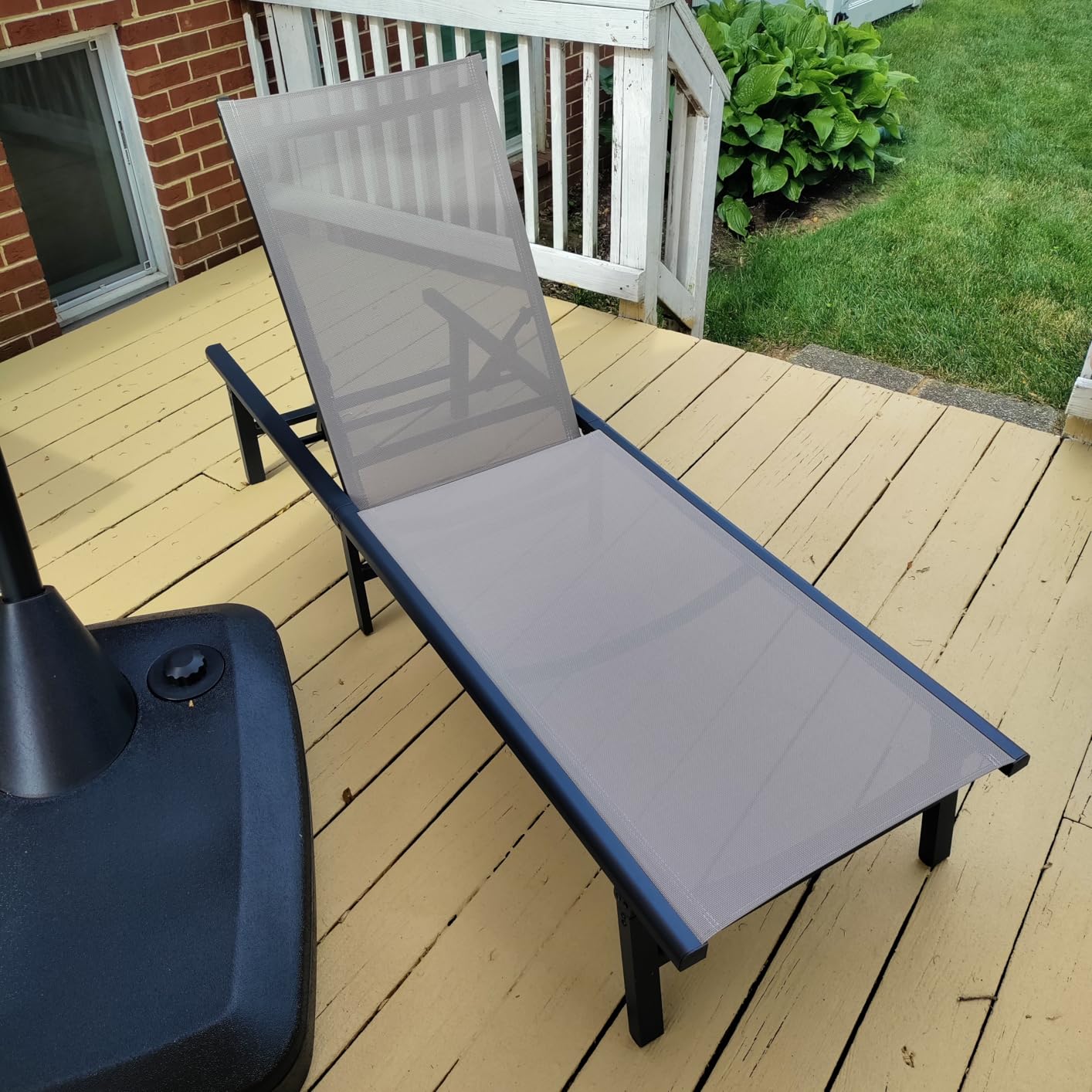Ciokea Aluminum Chaise Lounge Ourdoor - Foldable & Assemble Free Outdoor Lounge Chair with 5 Adjustable Backrest, Patio Lounge Chair for Outside Poolside Beach Pool, Navy Blue customer photo 1